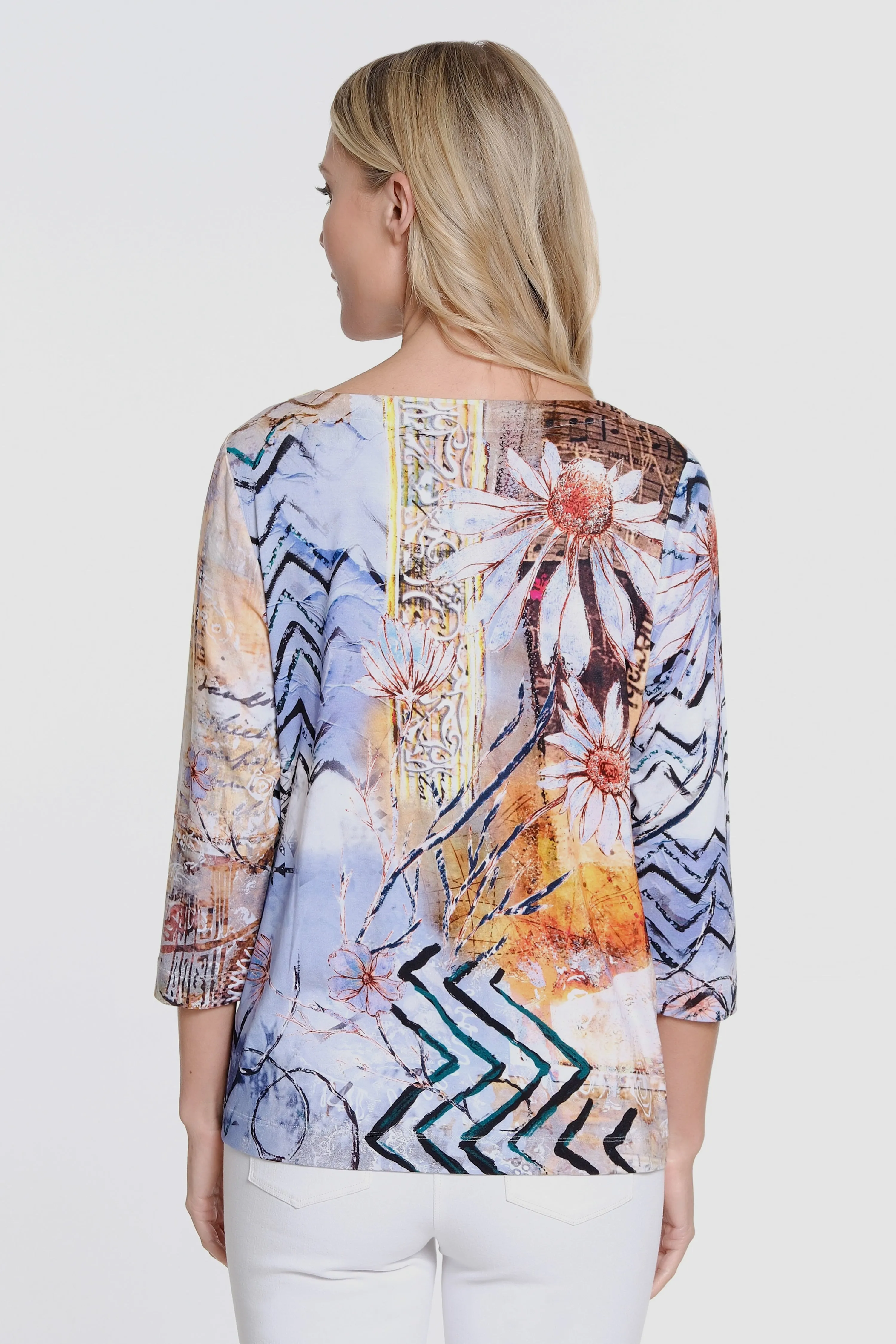 Printed Knit Tunic 3/4 Sleeve Gel Dot - Neutral Print sold by Ail Miles Clothing product image thumbnail 2