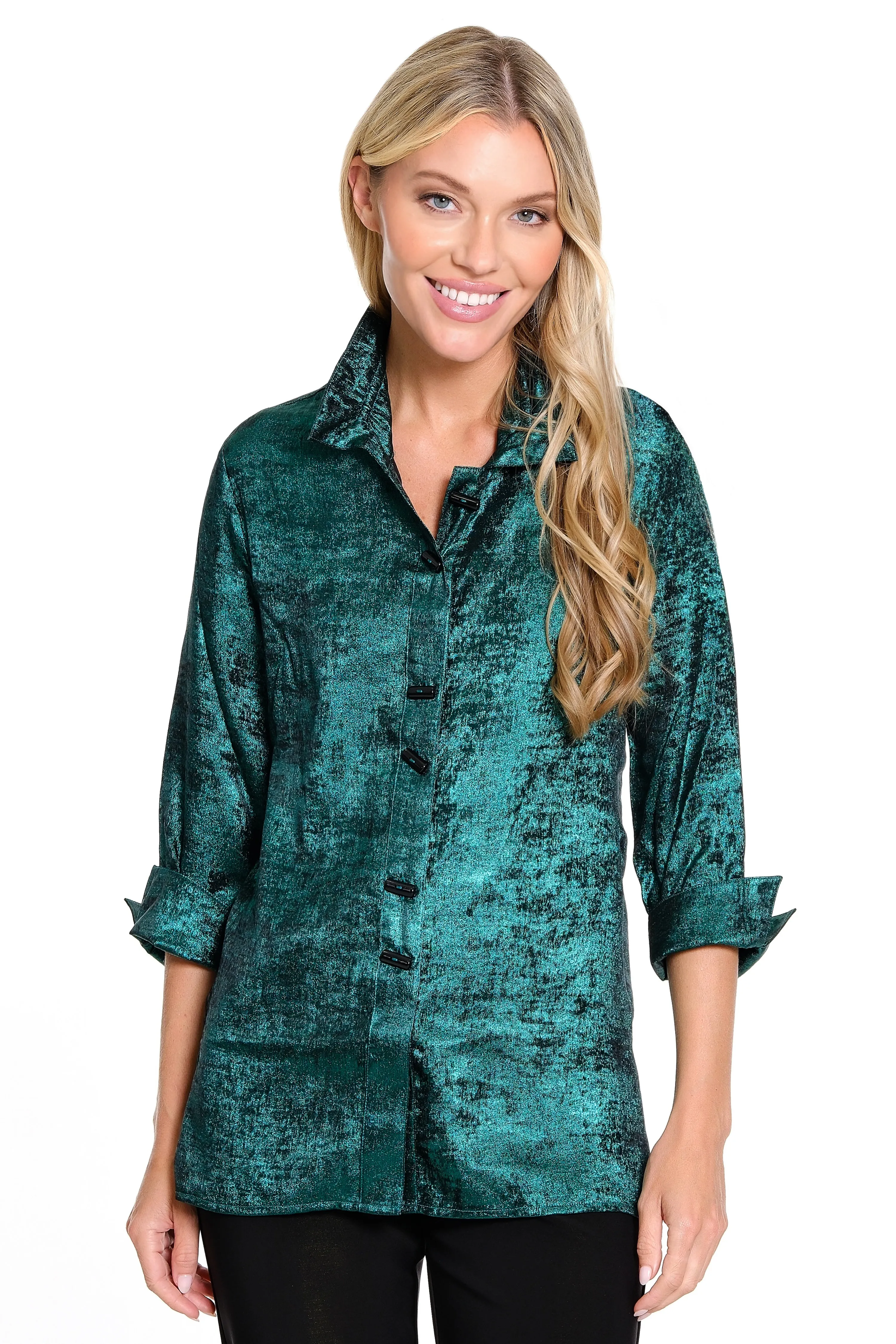 Woven Button Front Tunic - Jade sold by Ail Miles Clothing