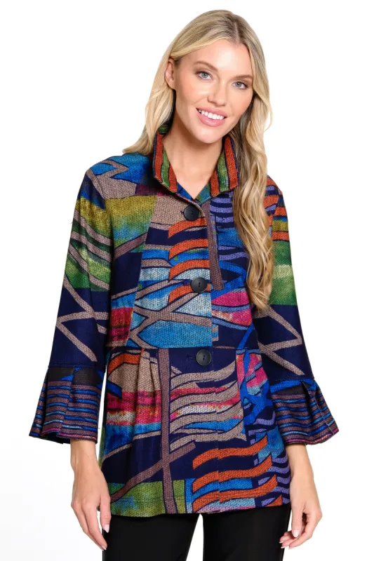 Printed Brushed Knit Jacket - Multi sold by Ail Miles Clothing