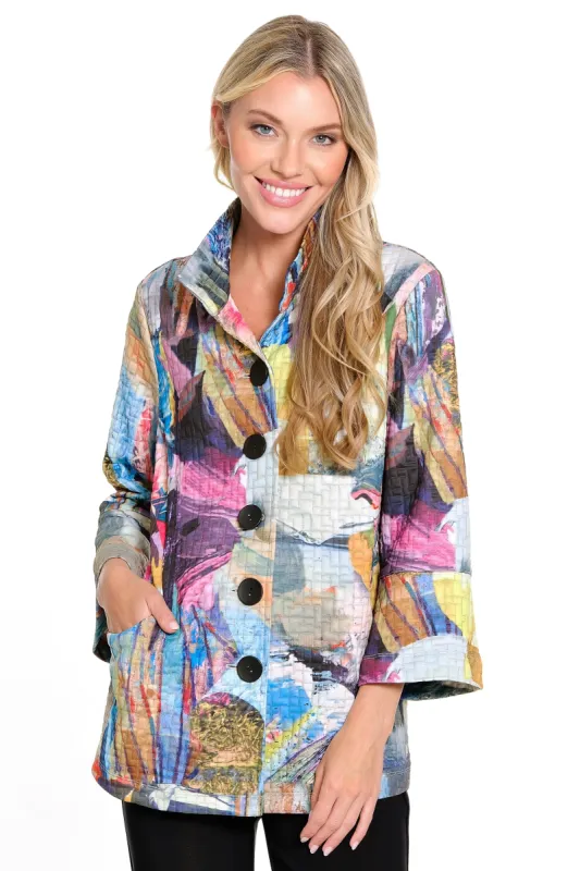 Woven Quilted Button Front Jacket - Multi sold by Ail Miles Clothing
