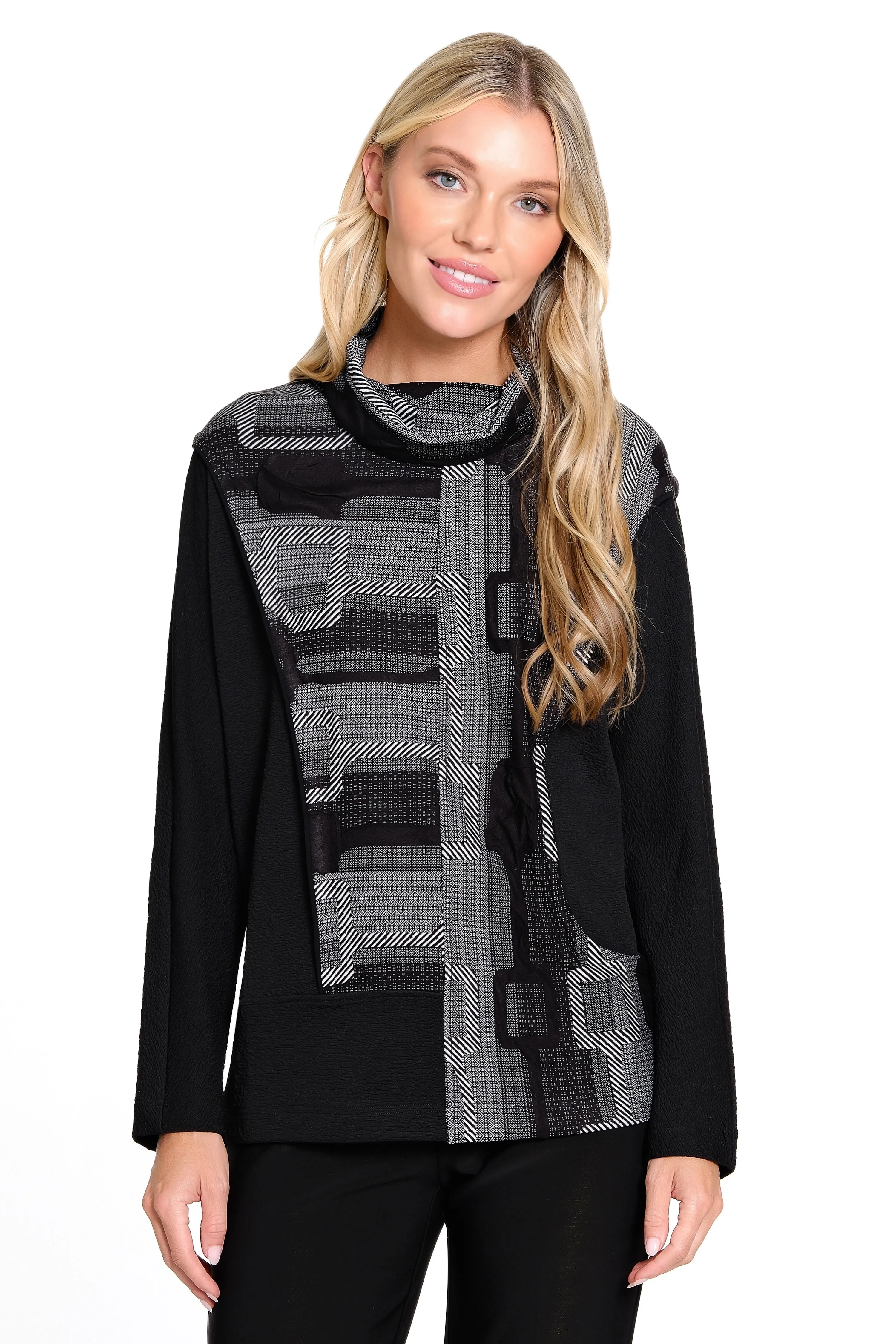 Knit Jacquard Tunic - Black sold by Ail Miles Clothing