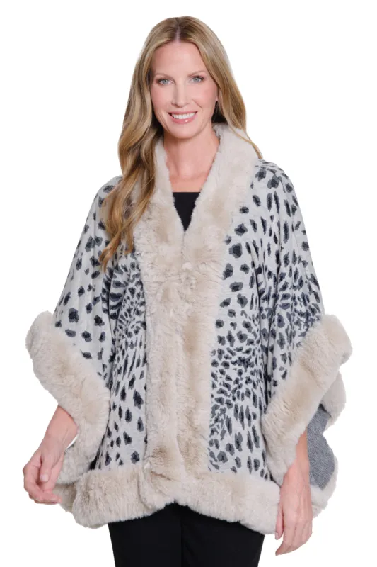 Jacquard Knit Open Front Kimono - Women's - Grey Animal sold by Ail Miles Clothing