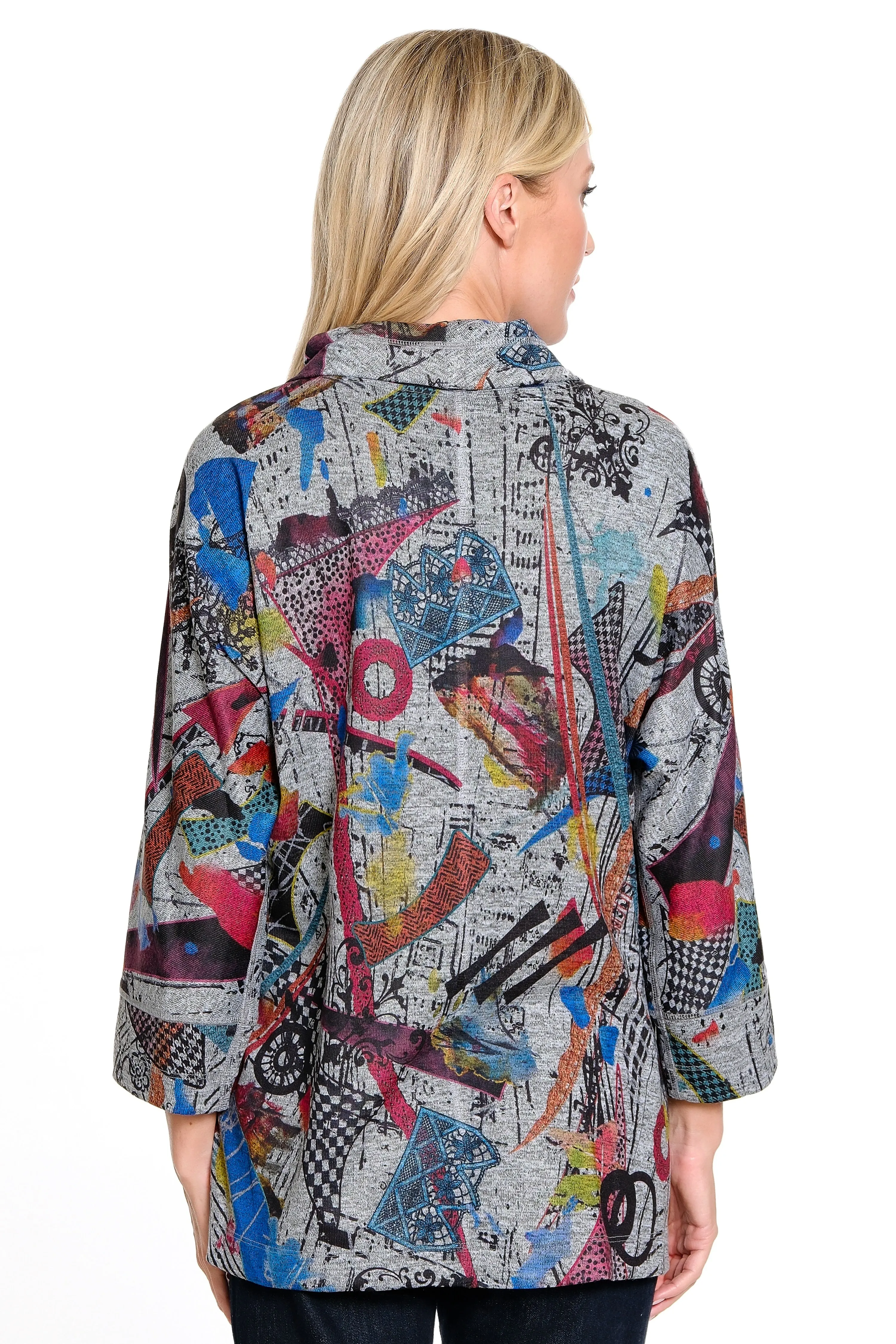 Printed Knit Tunic with Drawcord - Petite - Grey Multi sold by Ail Miles Clothing product image thumbnail 2