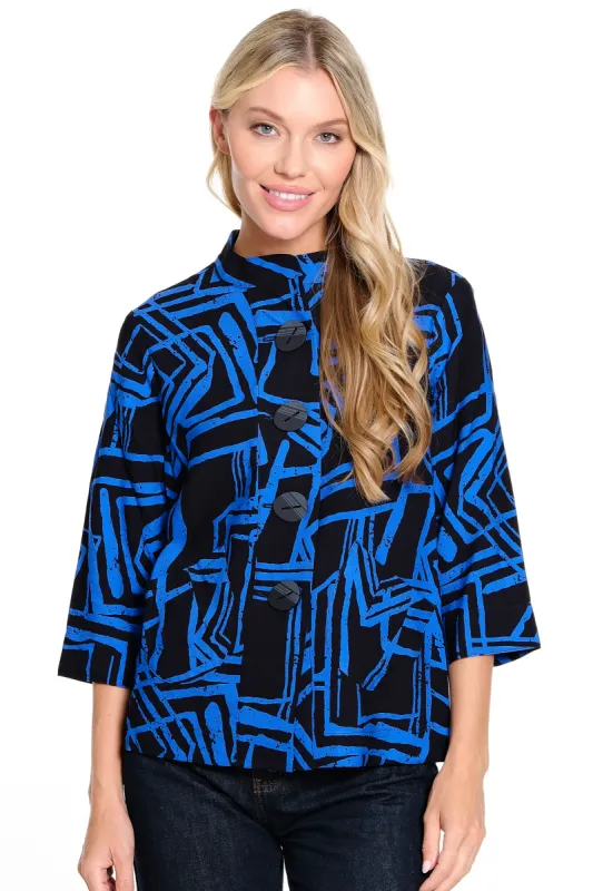 Woven Printed Jacket - Petite - Cobalt sold by Ail Miles Clothing