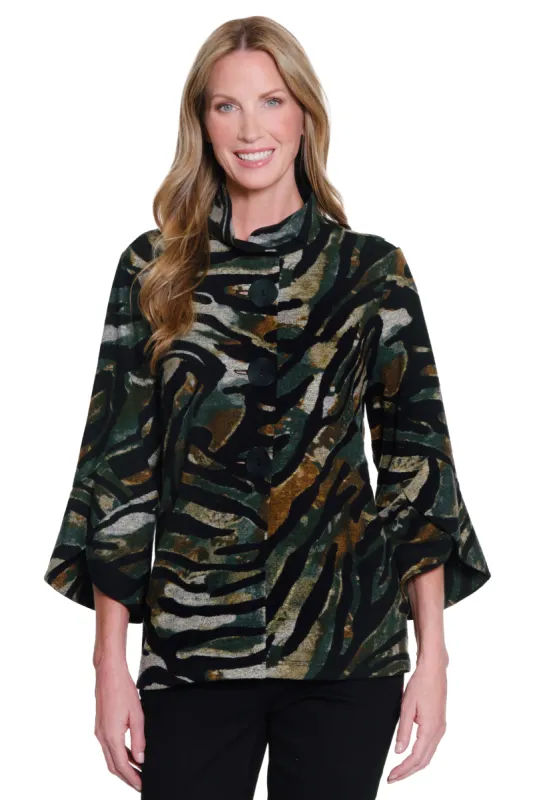 Print Bell Sleeve Jacket - Multi sold by Ail Miles Clothing