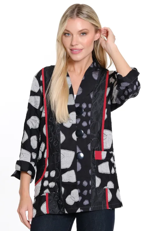 Woven Jacquard Print Jacket - Petite - Black sold by Ail Miles Clothing