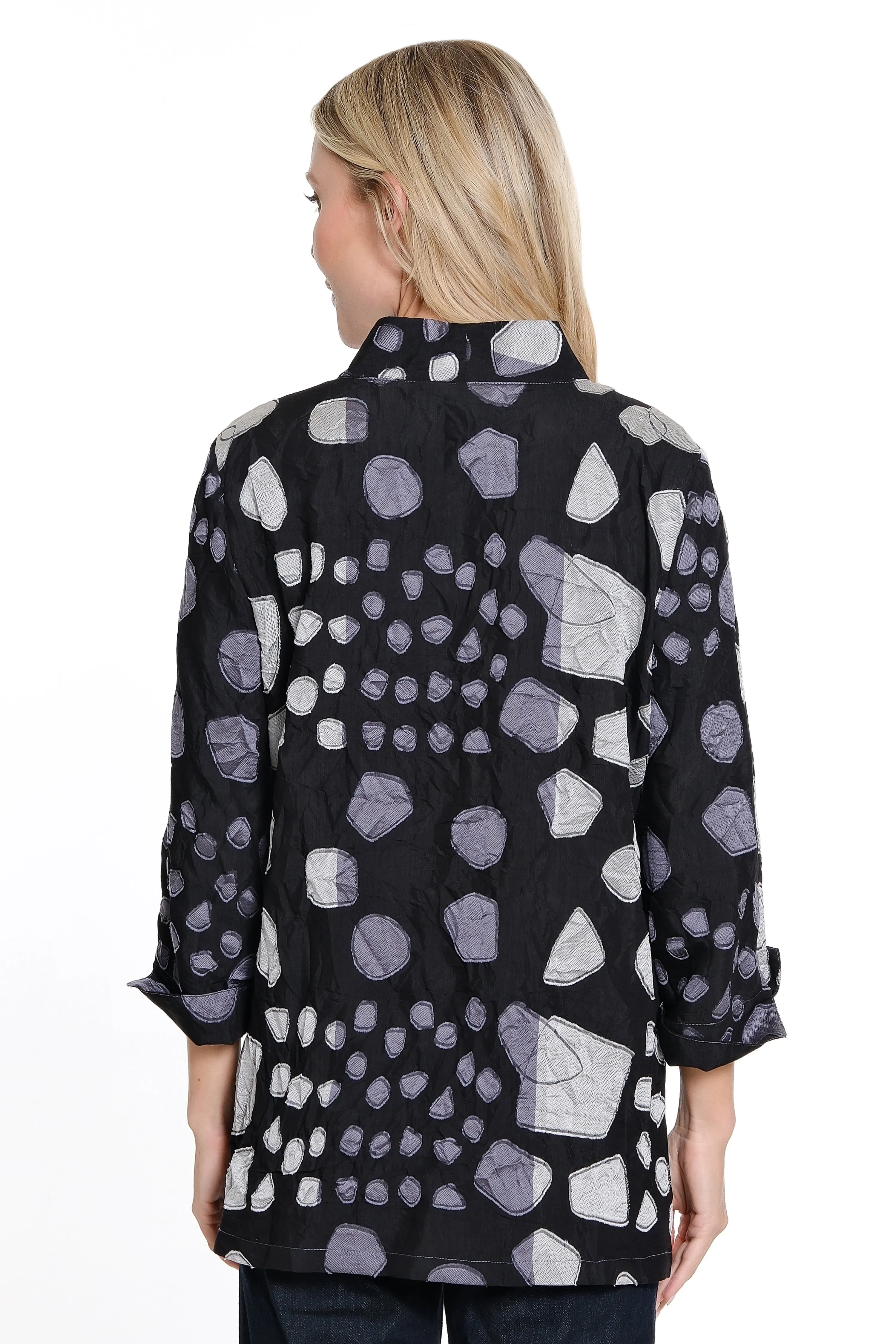 Woven Jacquard Print Jacket - Petite - Black sold by Ail Miles Clothing product image thumbnail 2