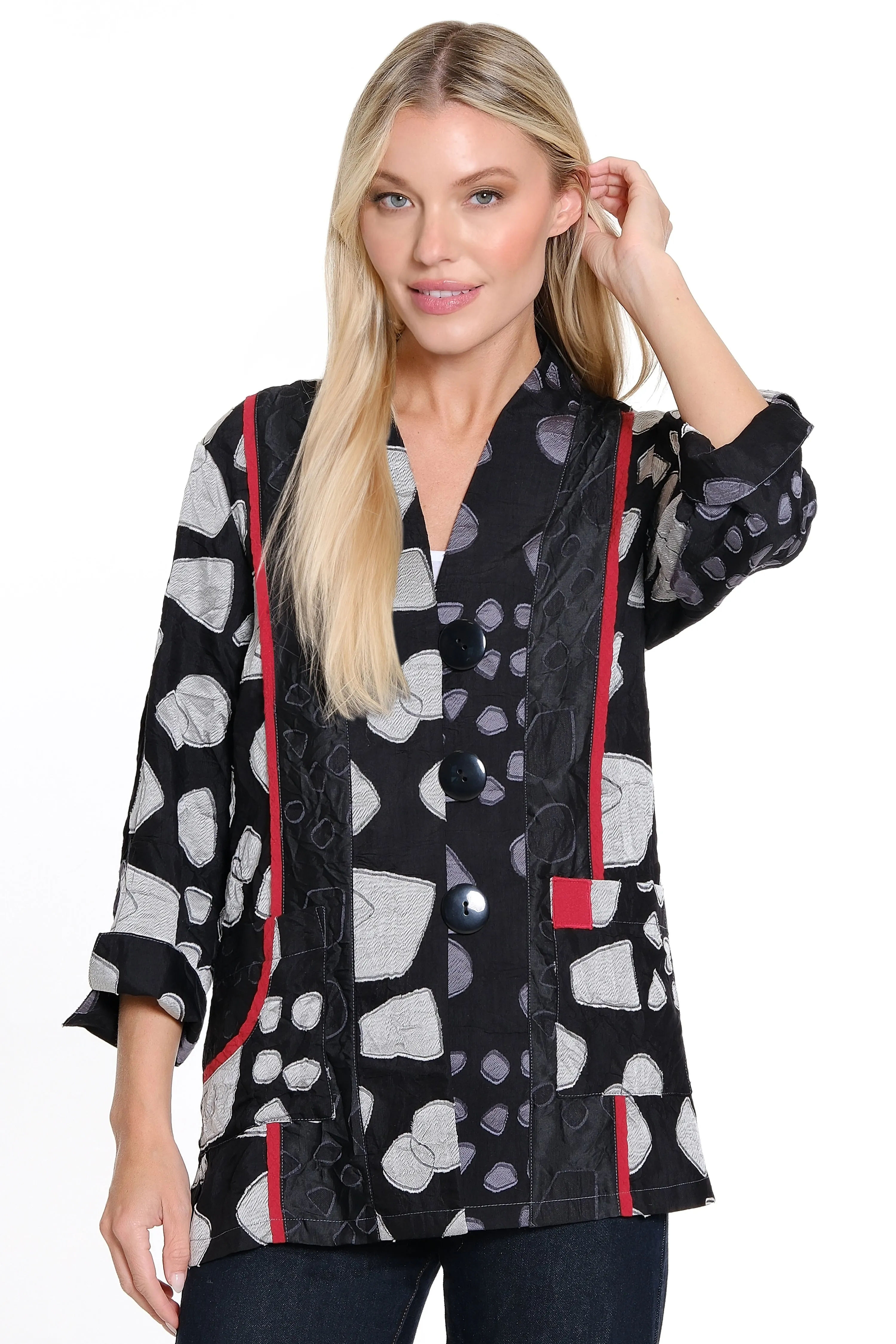 Woven Jacquard Print Jacket - Women's - Black sold by Ail Miles Clothing