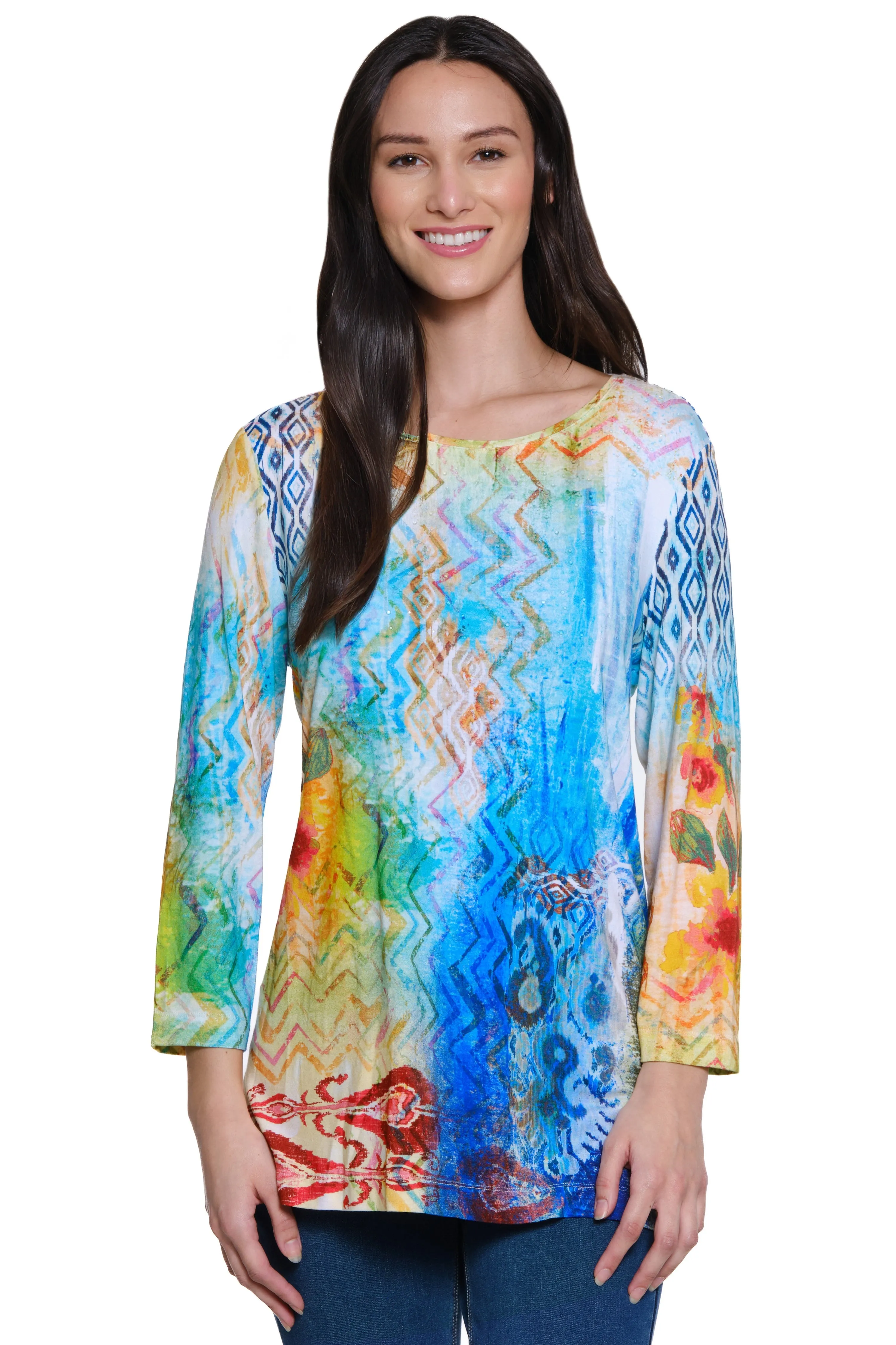 Print Popover Top - Line Multi sold by Ail Miles Clothing