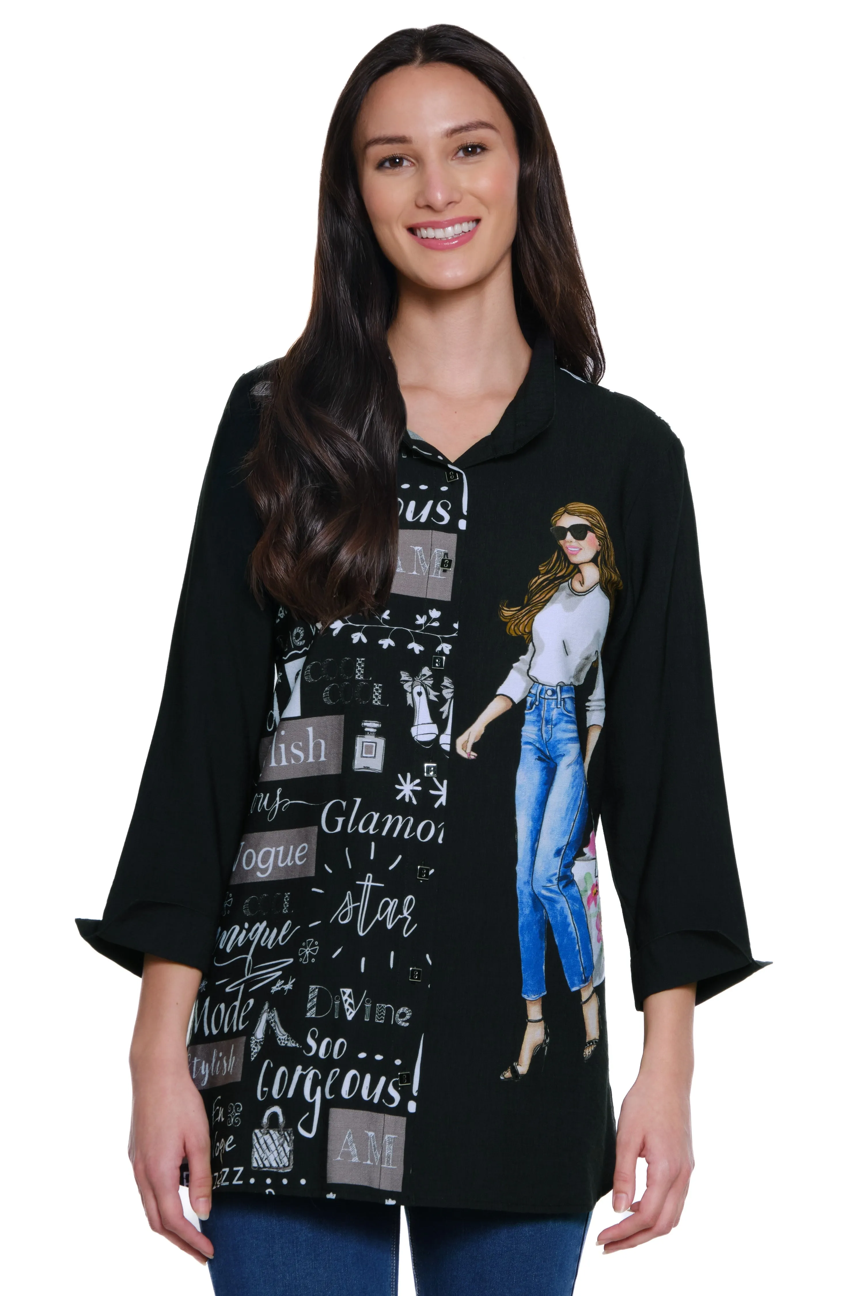 Novelty Print Tunic - Petite - Multi sold by Ail Miles Clothing