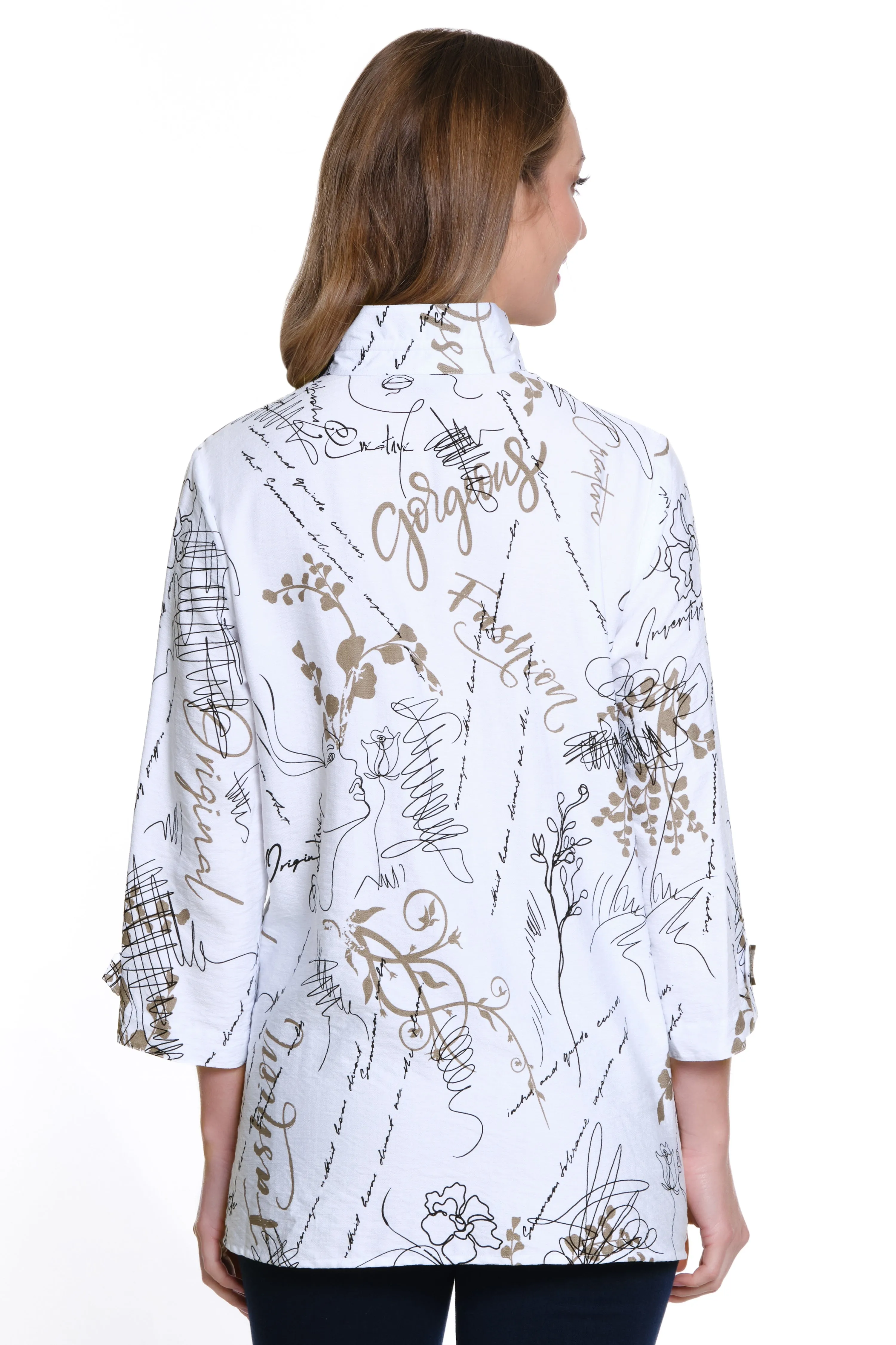 Woven Print Button-Up - Petite - Neutral Print sold by Ail Miles Clothing product image thumbnail 2