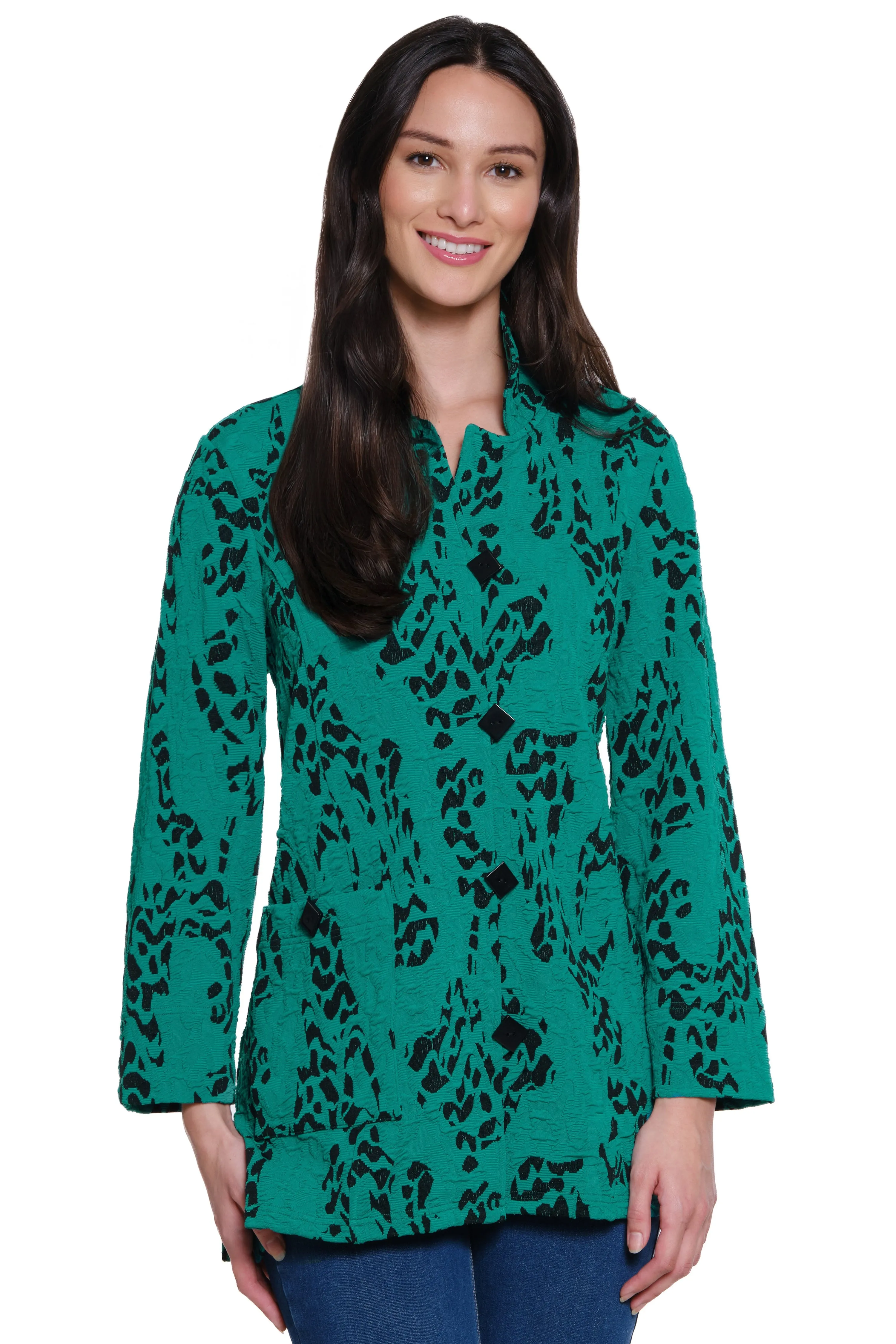 Textured Button Front Tunic - Women's - Jade sold by Ail Miles Clothing