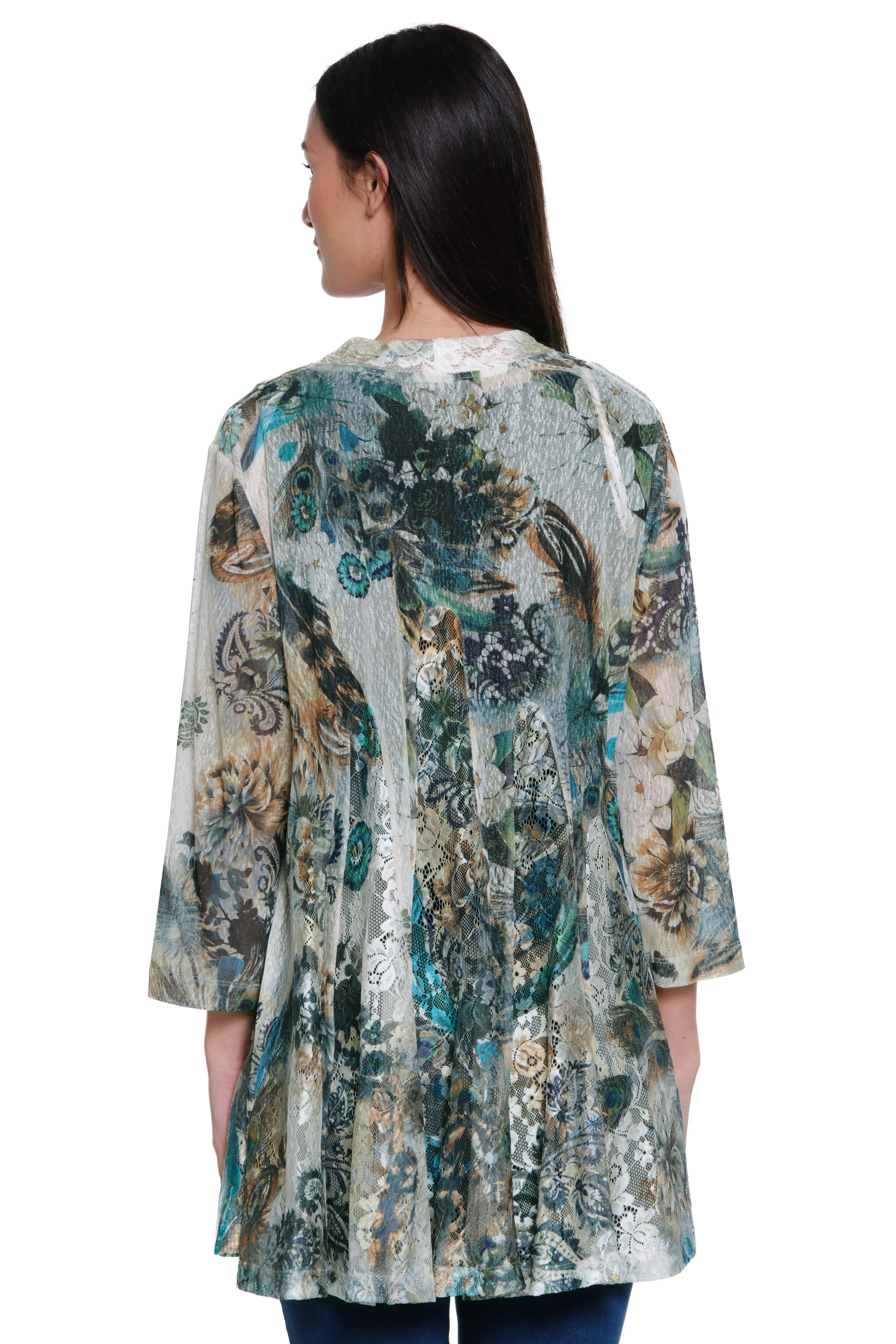 Open Front Print Kimono - Women's - Neutral Print sold by Ail Miles Clothing product image thumbnail 2