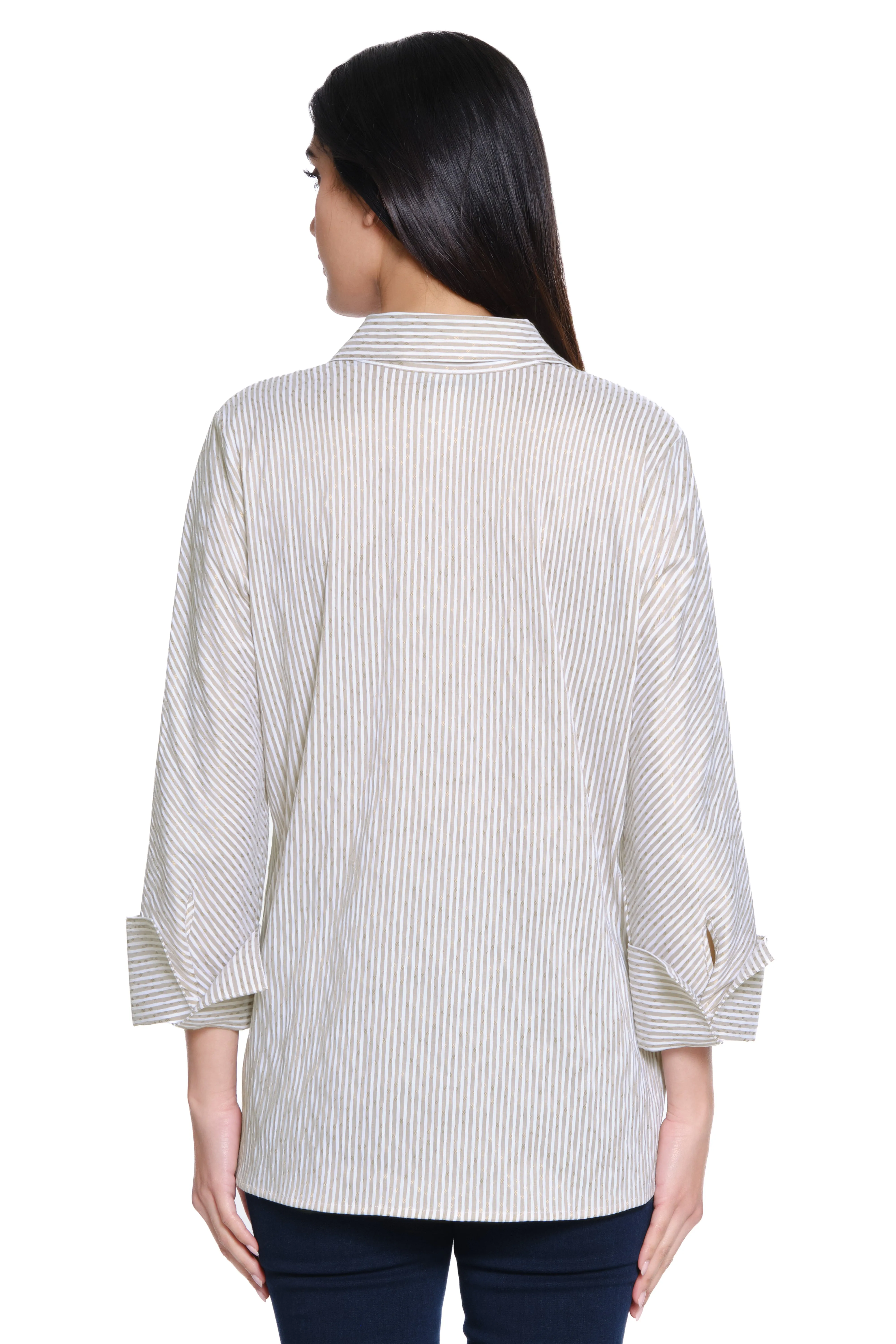 Crinkle Striped Pop over Tunic - Khaki sold by Ail Miles Clothing product image thumbnail 2