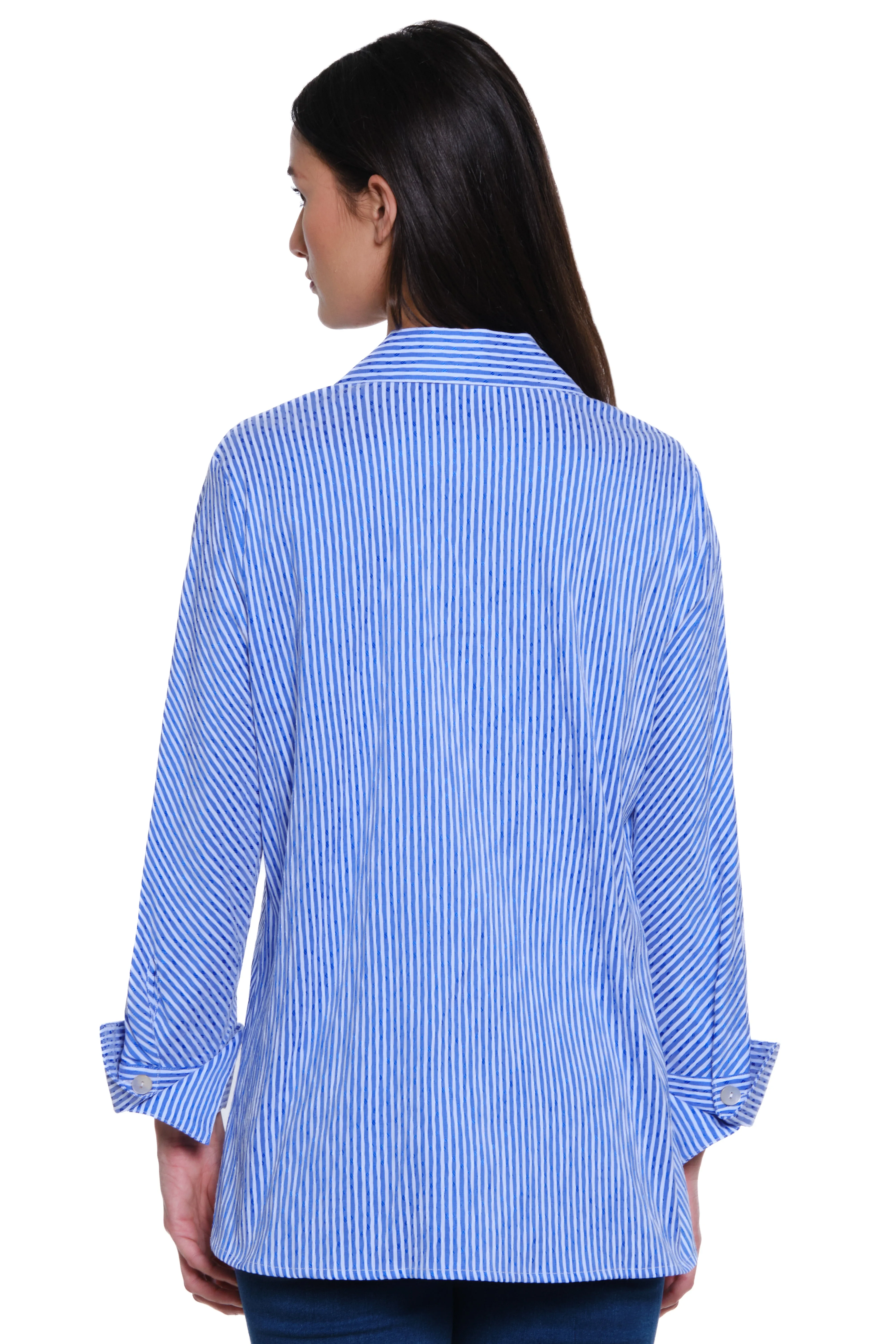 Crinkle Striped Pop over Tunic - Cobalt sold by Ail Miles Clothing product image thumbnail 2