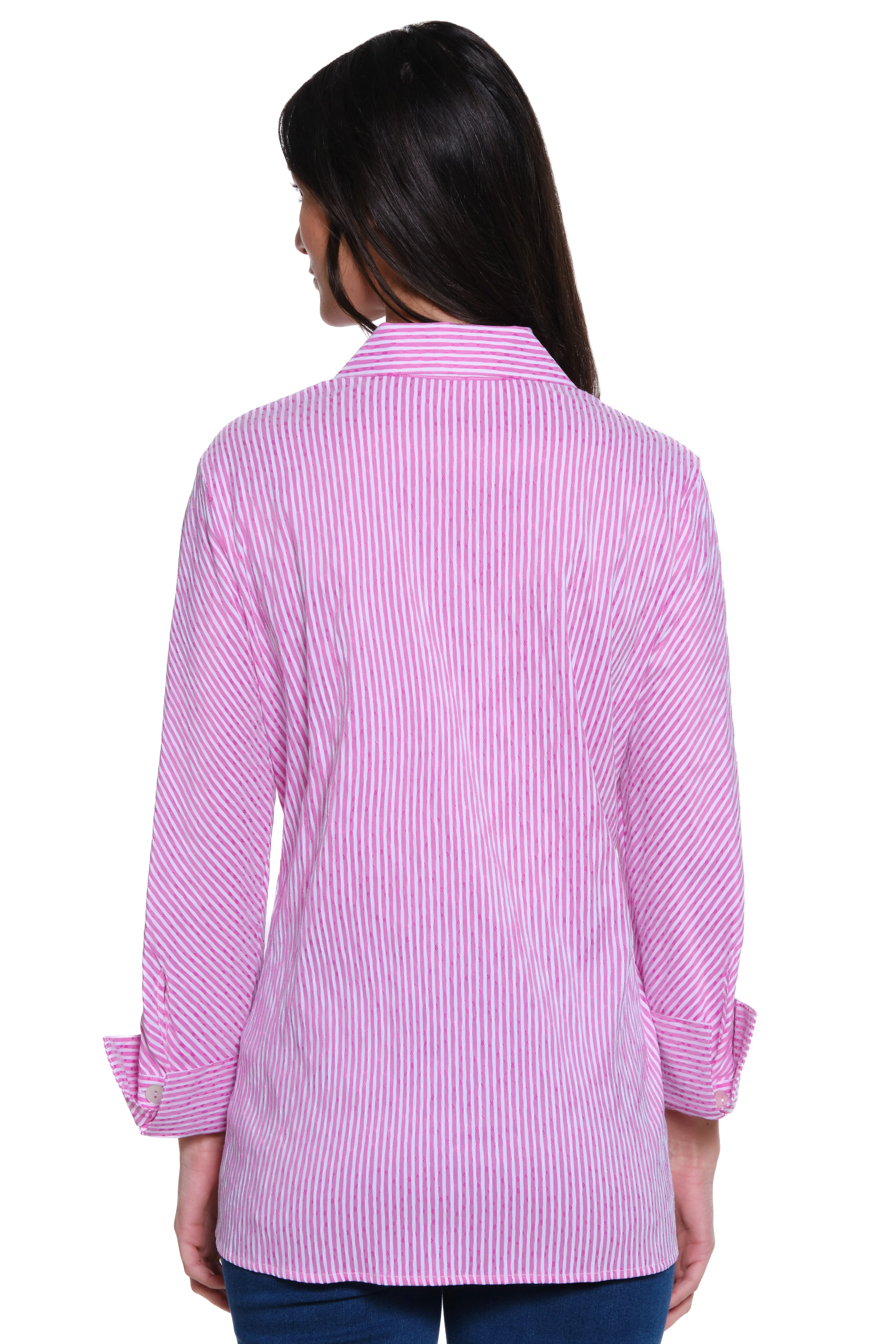 Crinkle Striped Pop over Tunic - Bright Pink sold by Ail Miles Clothing product image thumbnail 2