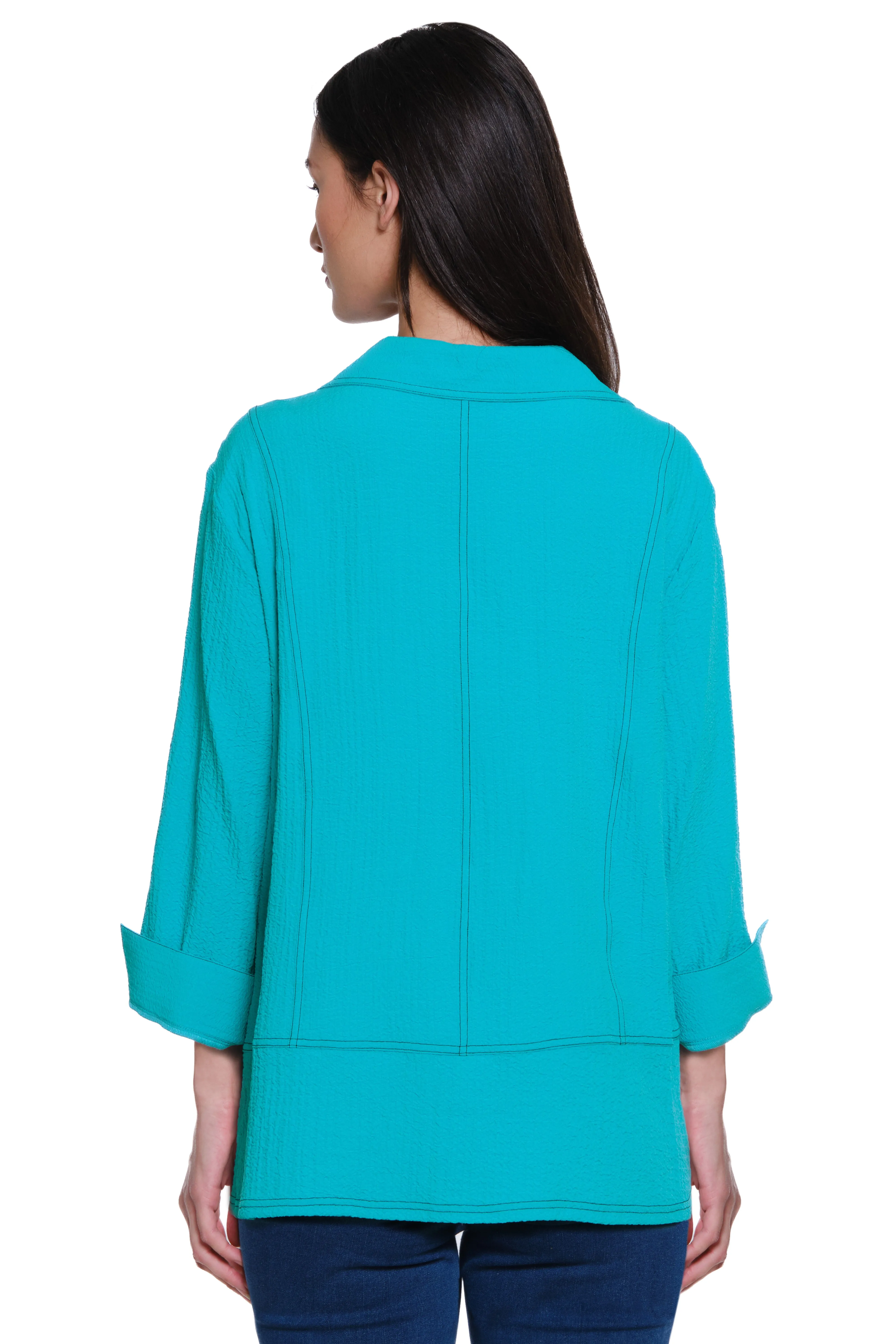 Woven Pop Over Point Collar with Button Placket - Jade sold by Ail Miles Clothing product image thumbnail 2