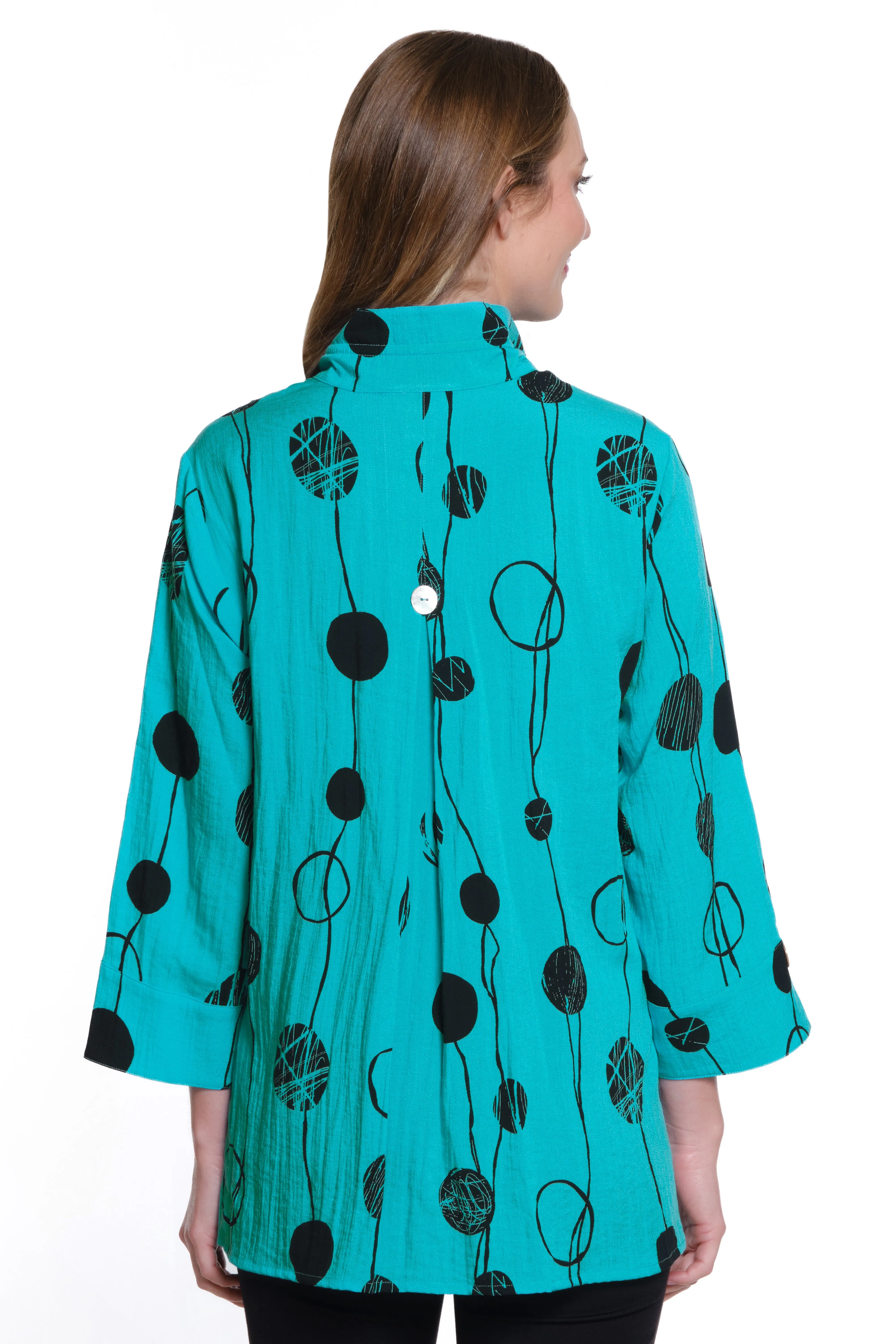 Printed Woven Crinkle Button Front Tunic - Jade sold by Ail Miles Clothing product image thumbnail 2