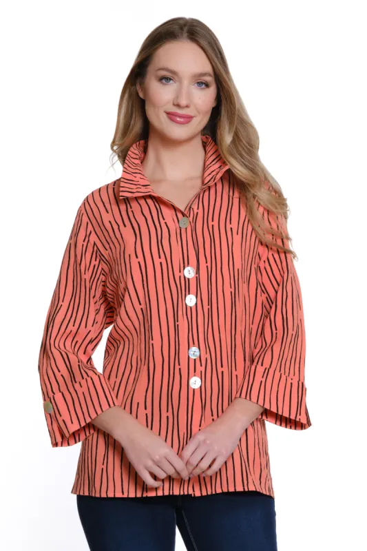 Printed Woven Crinkle Tunic - Women's - Coral sold by Ail Miles Clothing