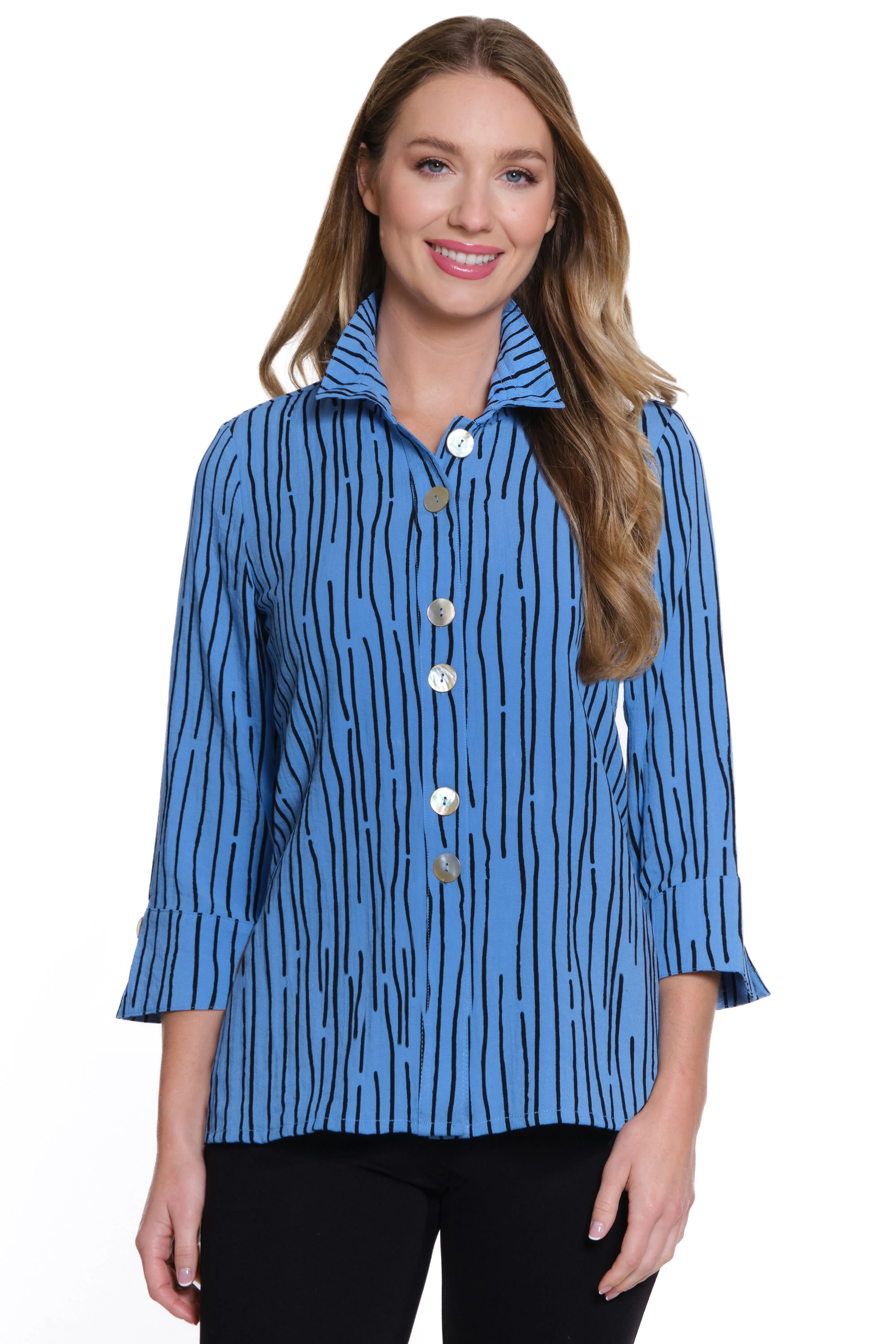 Printed Woven Crinkle Tunic - Women's - Blue sold by Ail Miles Clothing