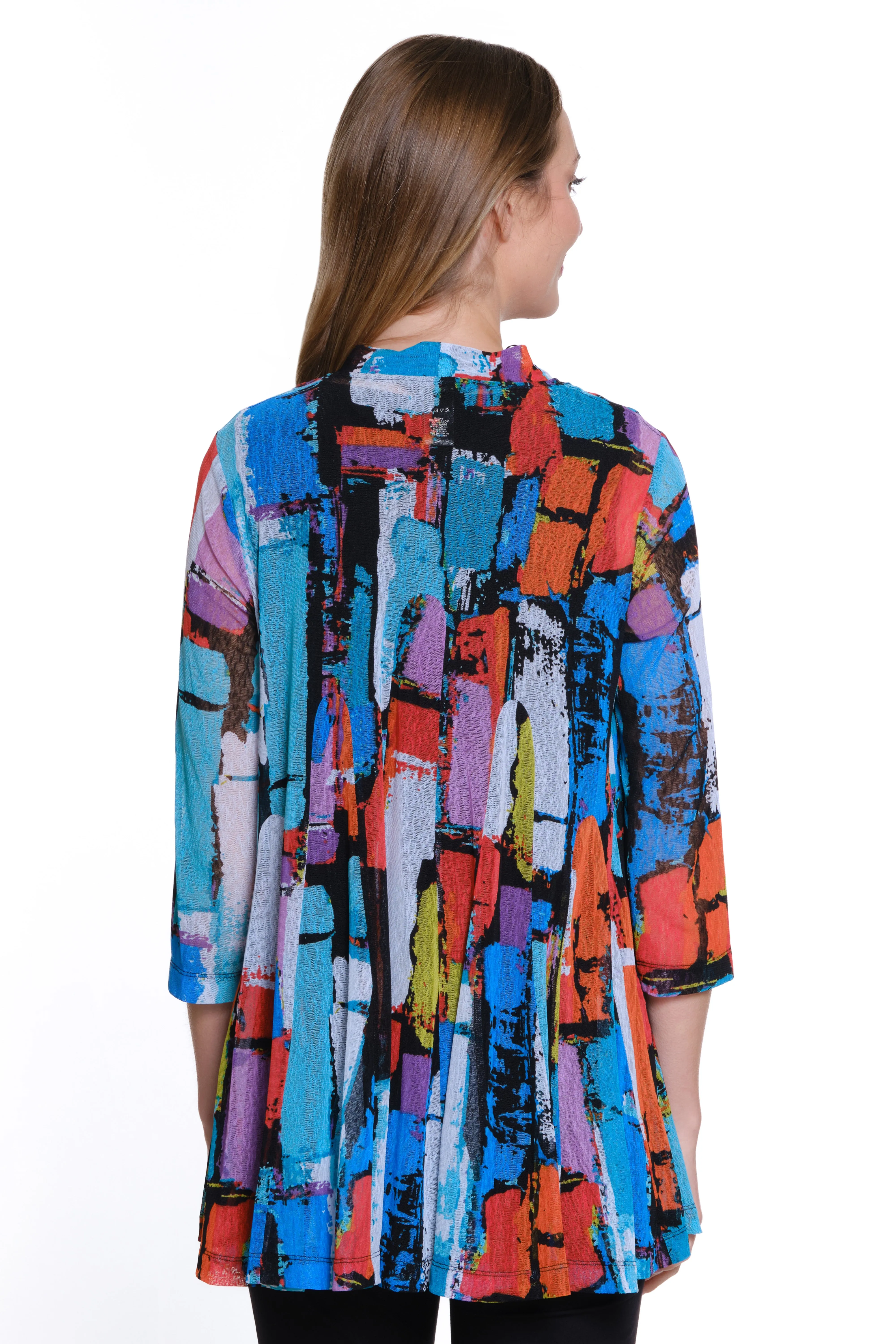 Printed Mesh Open Front Kimono - Petite - Abstract Multi sold by Ail Miles Clothing product image thumbnail 2