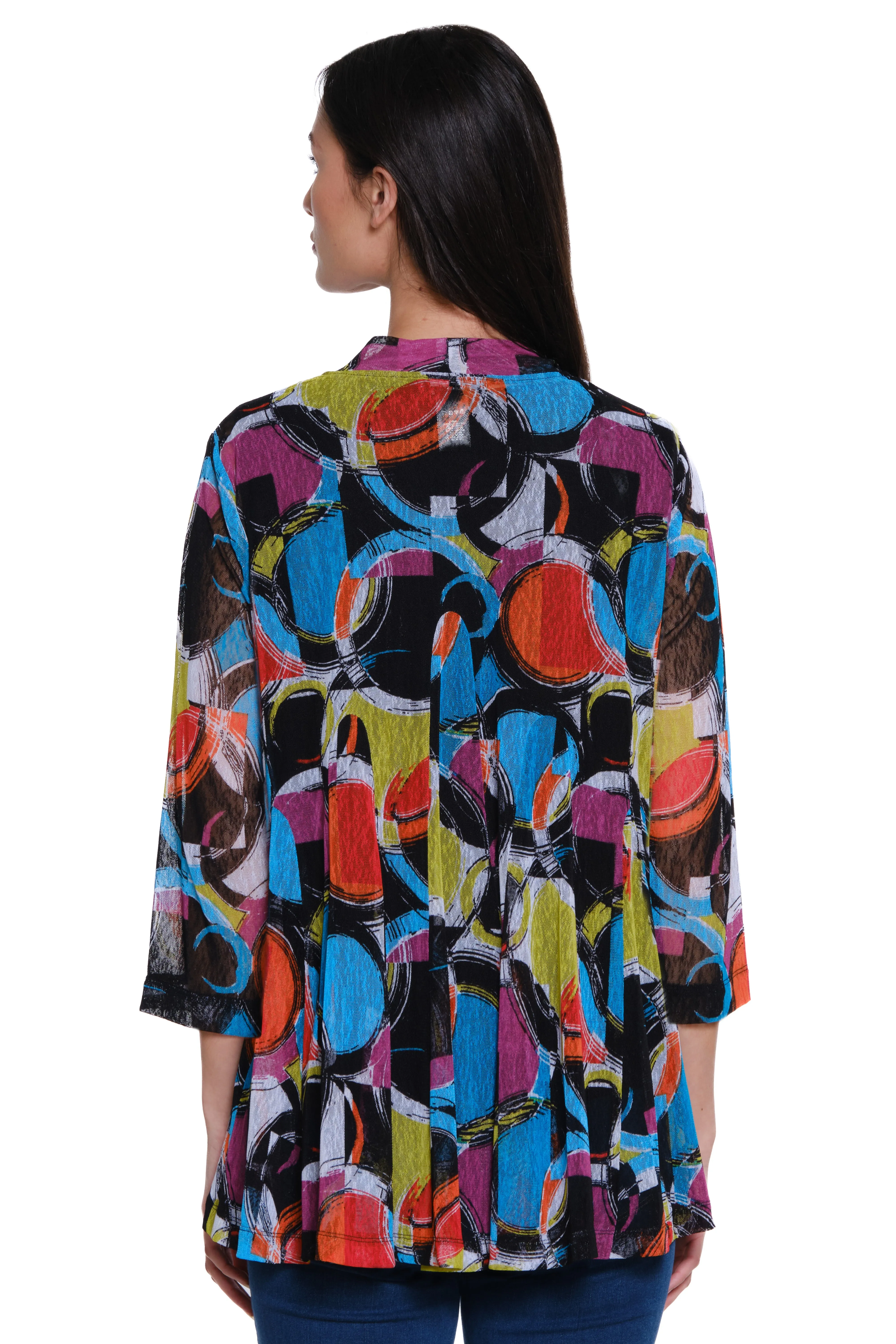 Printed Mesh Open Front Kimono - Geo Multi sold by Ail Miles Clothing product image thumbnail 2