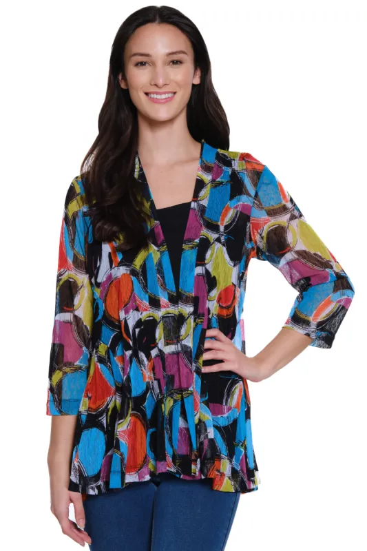 Printed Mesh Open Front Kimono - Geo Multi sold by Ail Miles Clothing