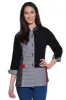 Woven Mixed Media Button Front Tunic - Black/White sold by Ail Miles Clothing