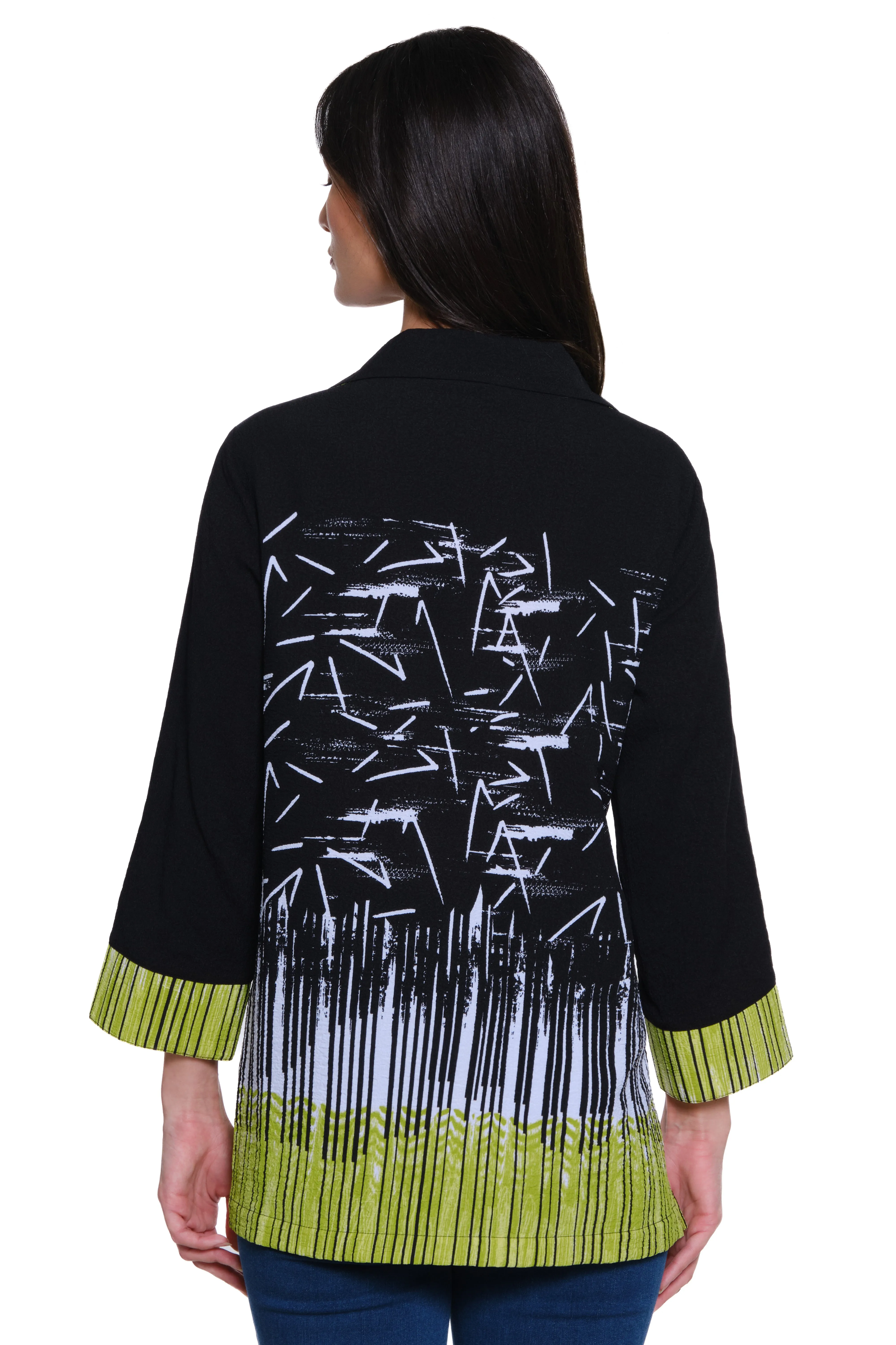 Woven Button Front Print Tunic - Black/Citron Print sold by Ail Miles Clothing product image thumbnail 2