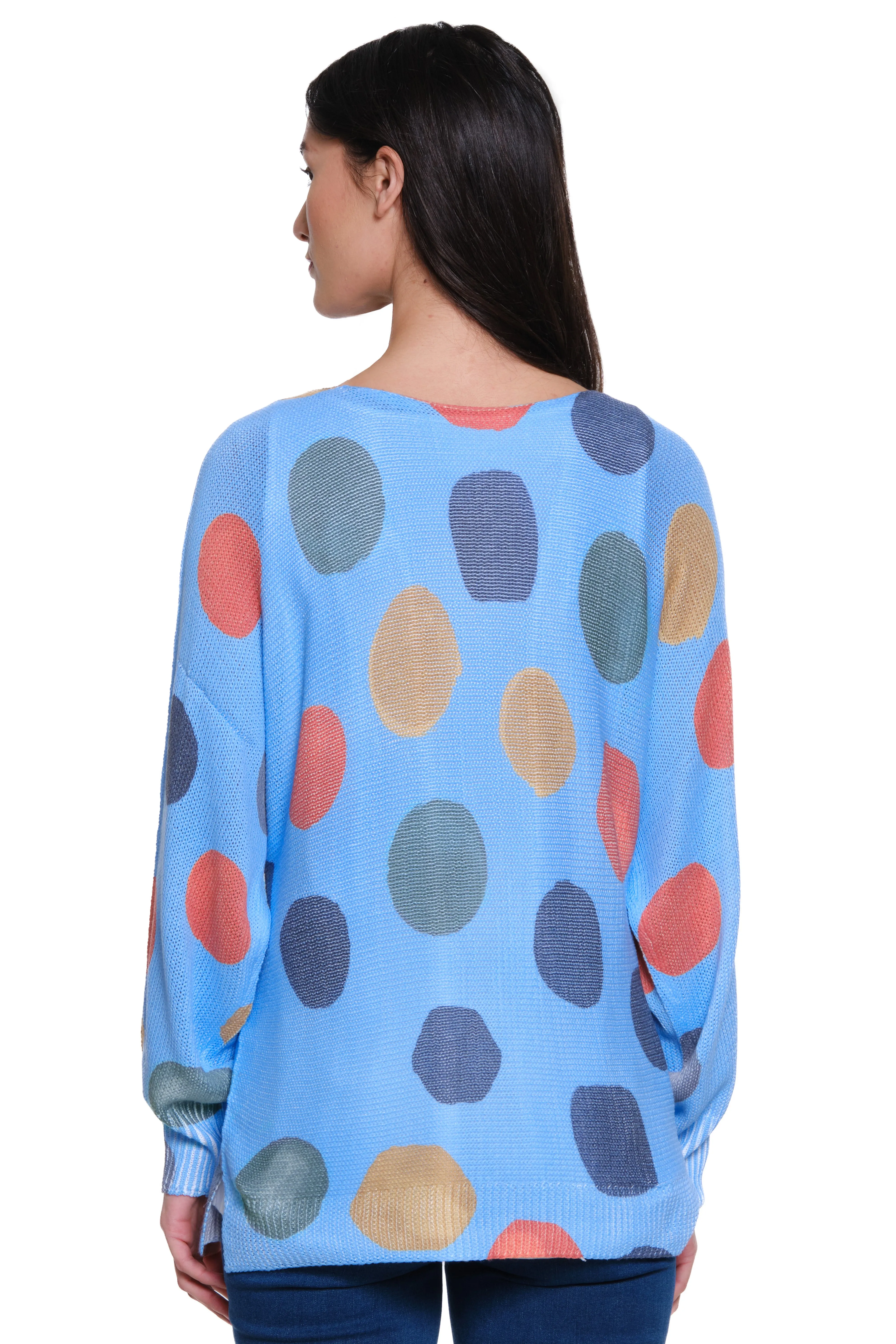 Printed Mesh Knit Pop Over Tunic - Dot Multi sold by Ail Miles Clothing product image thumbnail 2