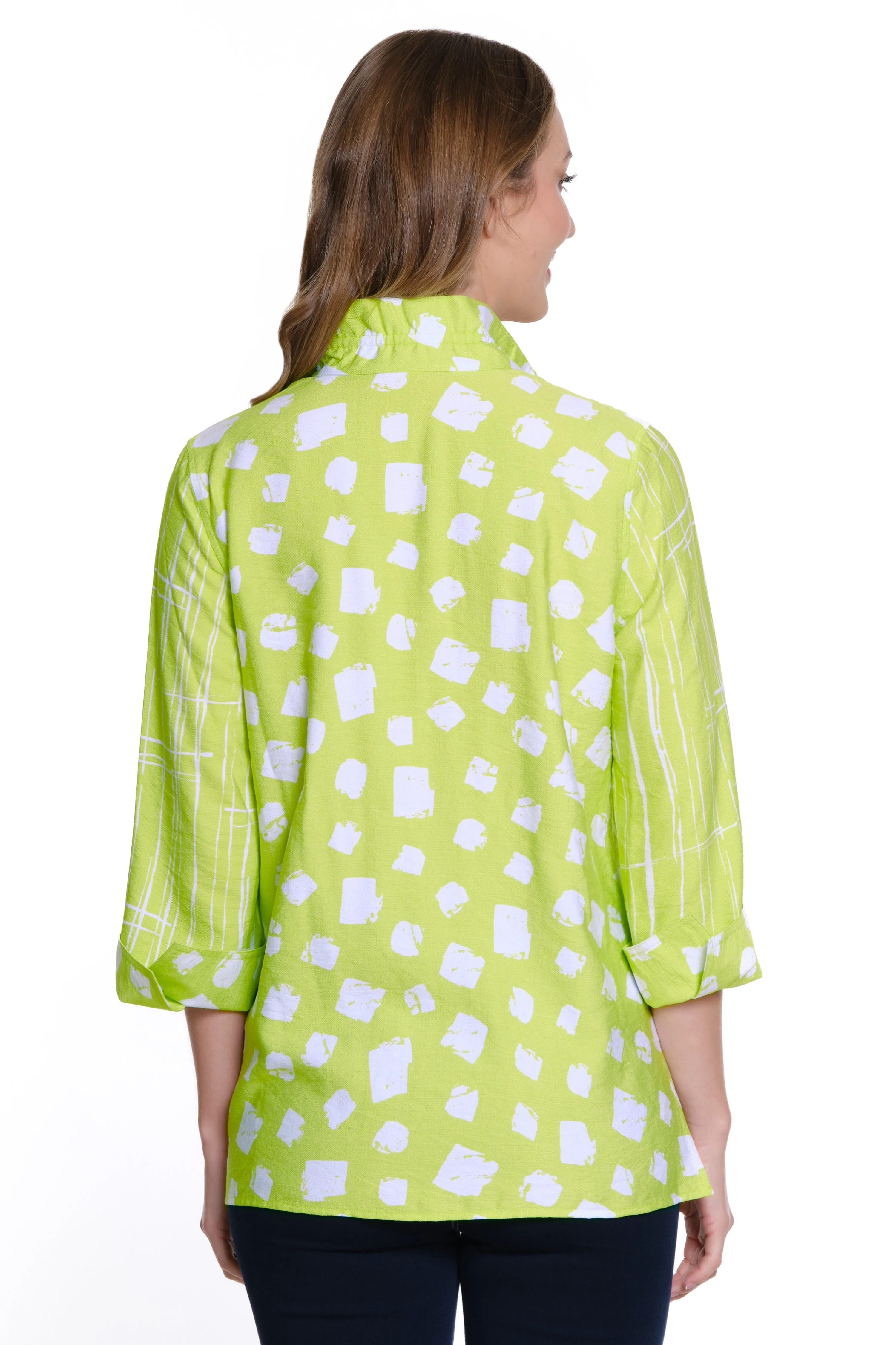 Printed Woven Button Front Shirt - Women's - Soft Lime sold by Ail Miles Clothing product image thumbnail 2