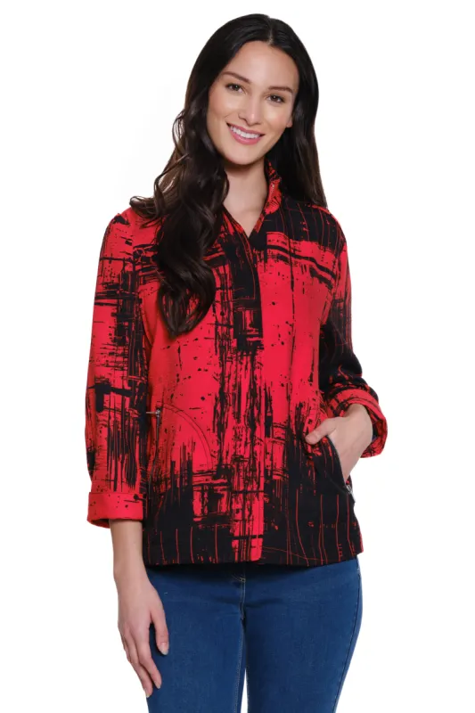 Woven Printed Zip Up Jacket - Bright Red sold by Ail Miles Clothing