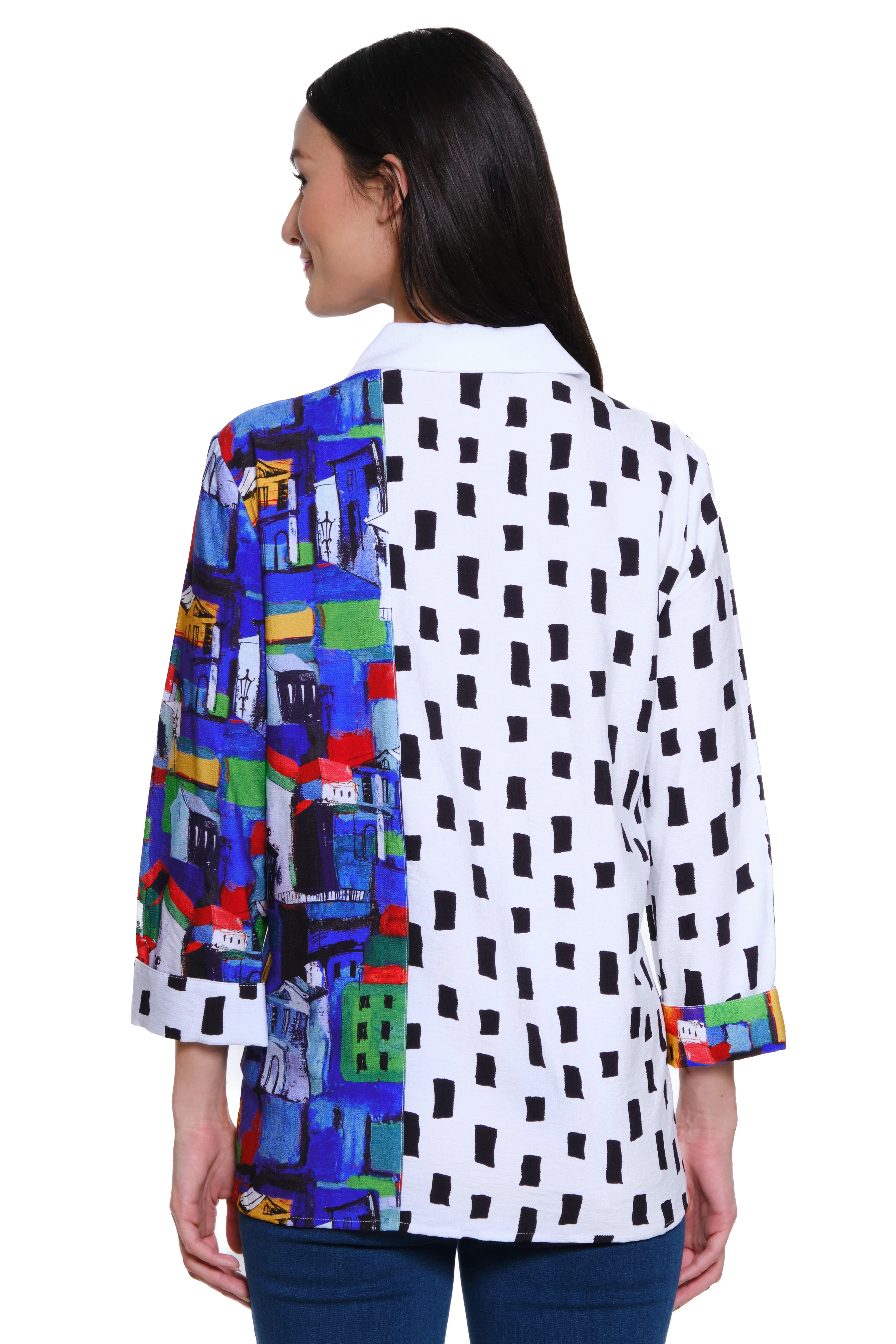 Woven Printed Button Front Tunic - City Print sold by Ail Miles Clothing product image thumbnail 2