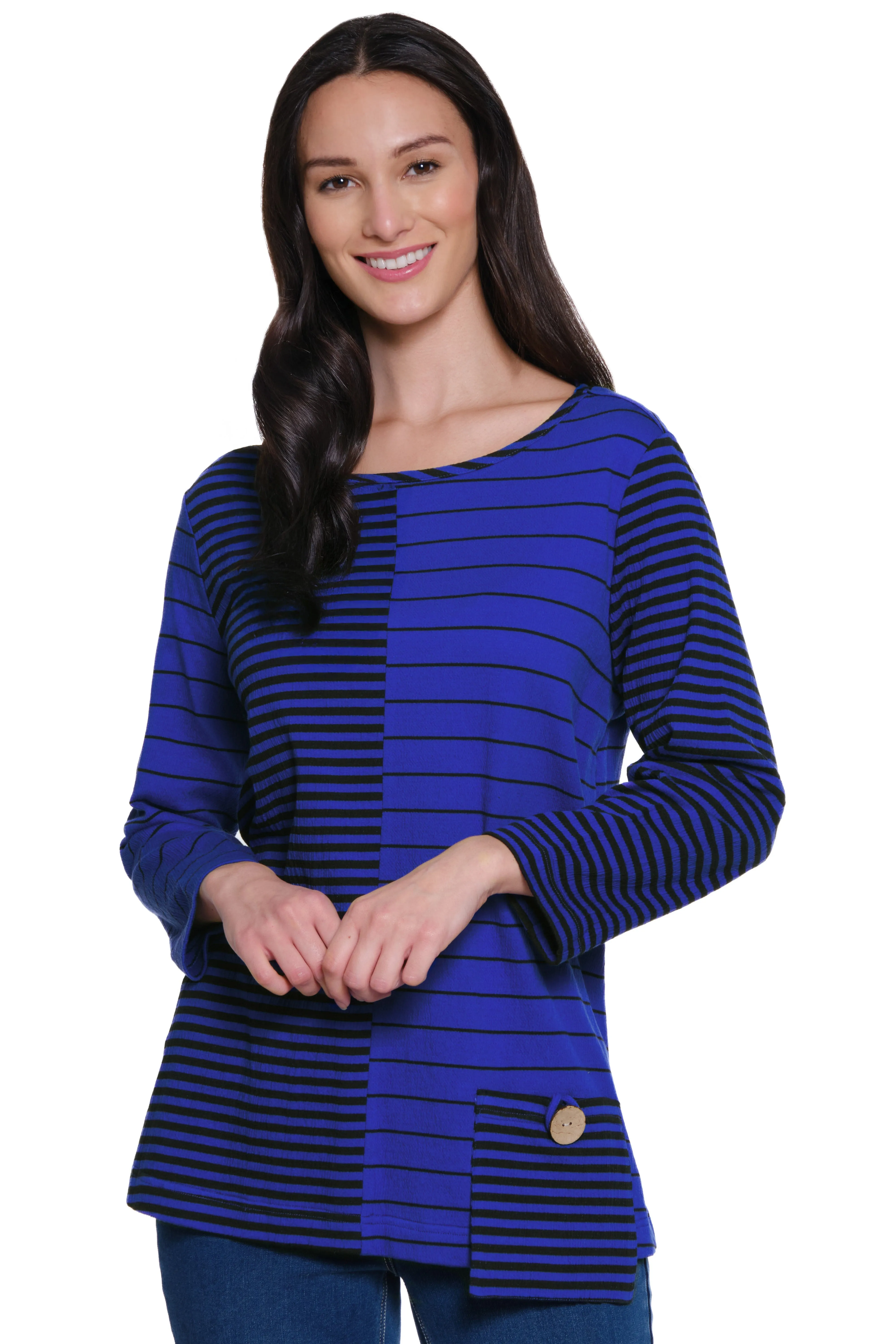 Yarn-dye Knit Pop Over Tunic - Vintage Blue sold by Ail Miles Clothing