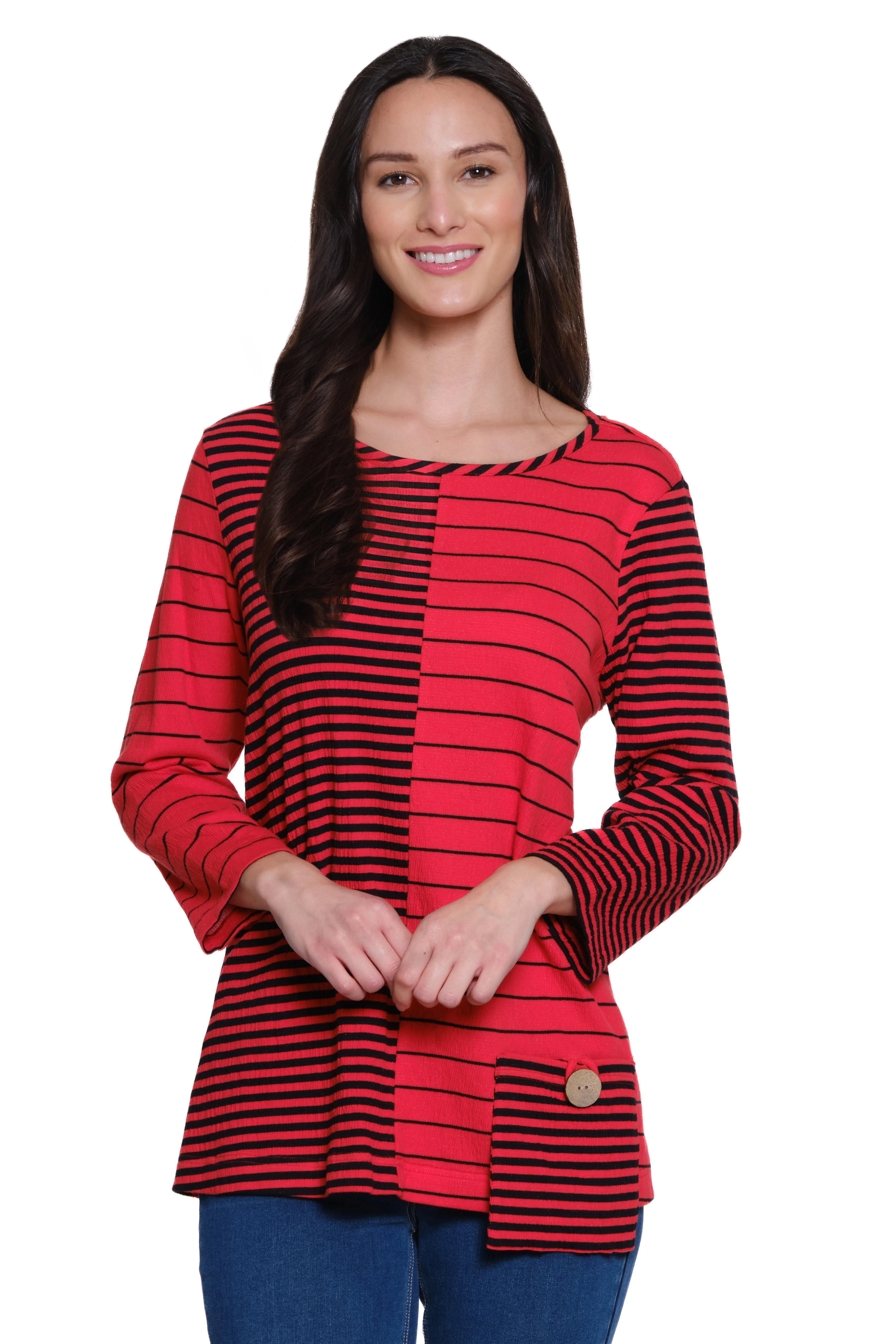 Yarn-dye Knit Pop Over Tunic - Bright Red sold by Ail Miles Clothing