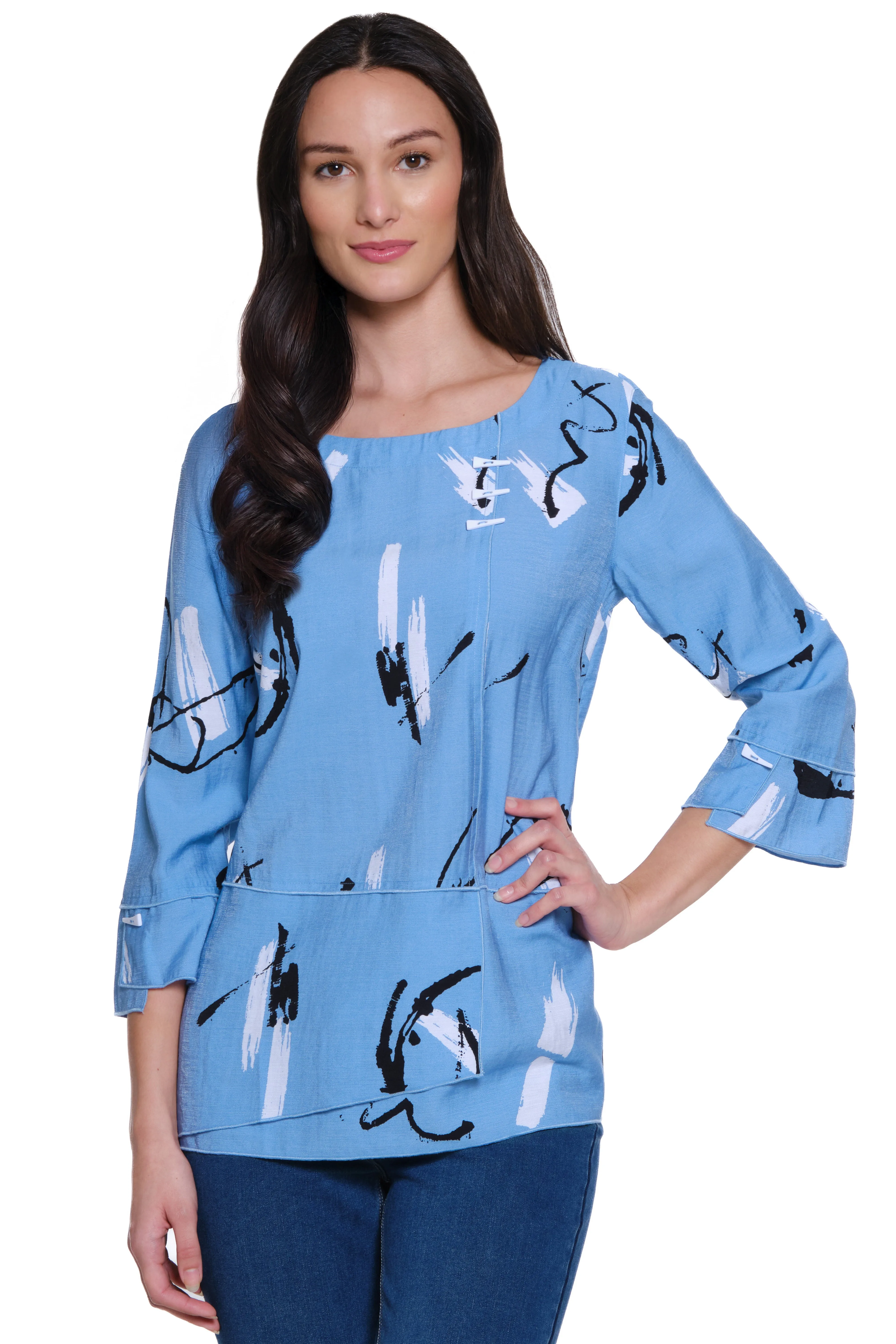 Woven Pop Over Tunic - Light Blue sold by Ail Miles Clothing