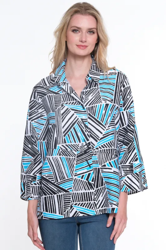 Printed Woven Tunic - Women's - Aqua sold by Ail Miles Clothing