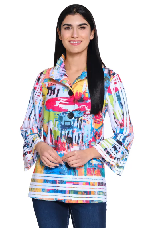 Woven Bell Sleeve Tunic - Abstract Multi sold by Ail Miles Clothing