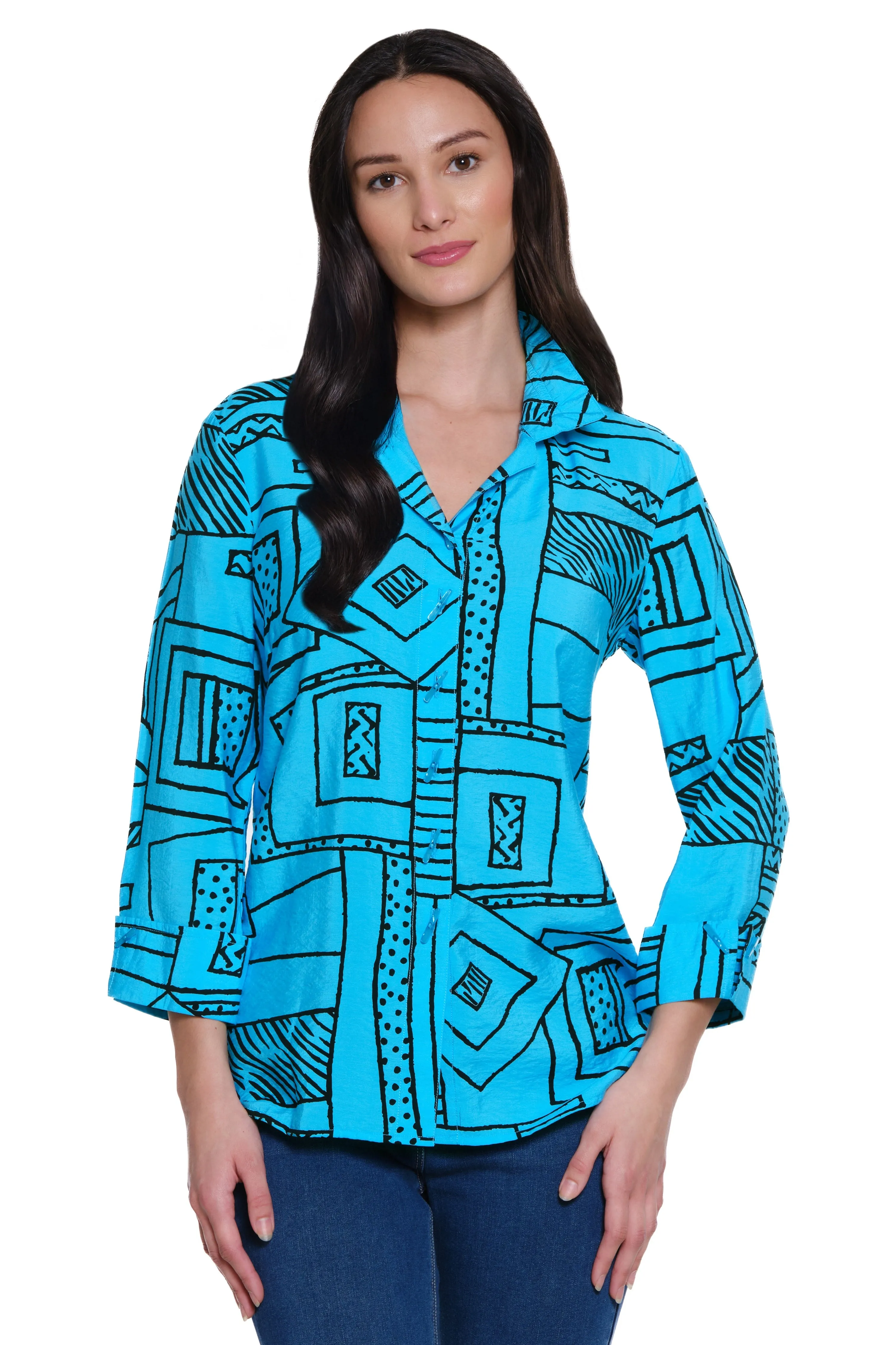 Wire Neck Woven Tunic - Tiffany Blue sold by Ail Miles Clothing