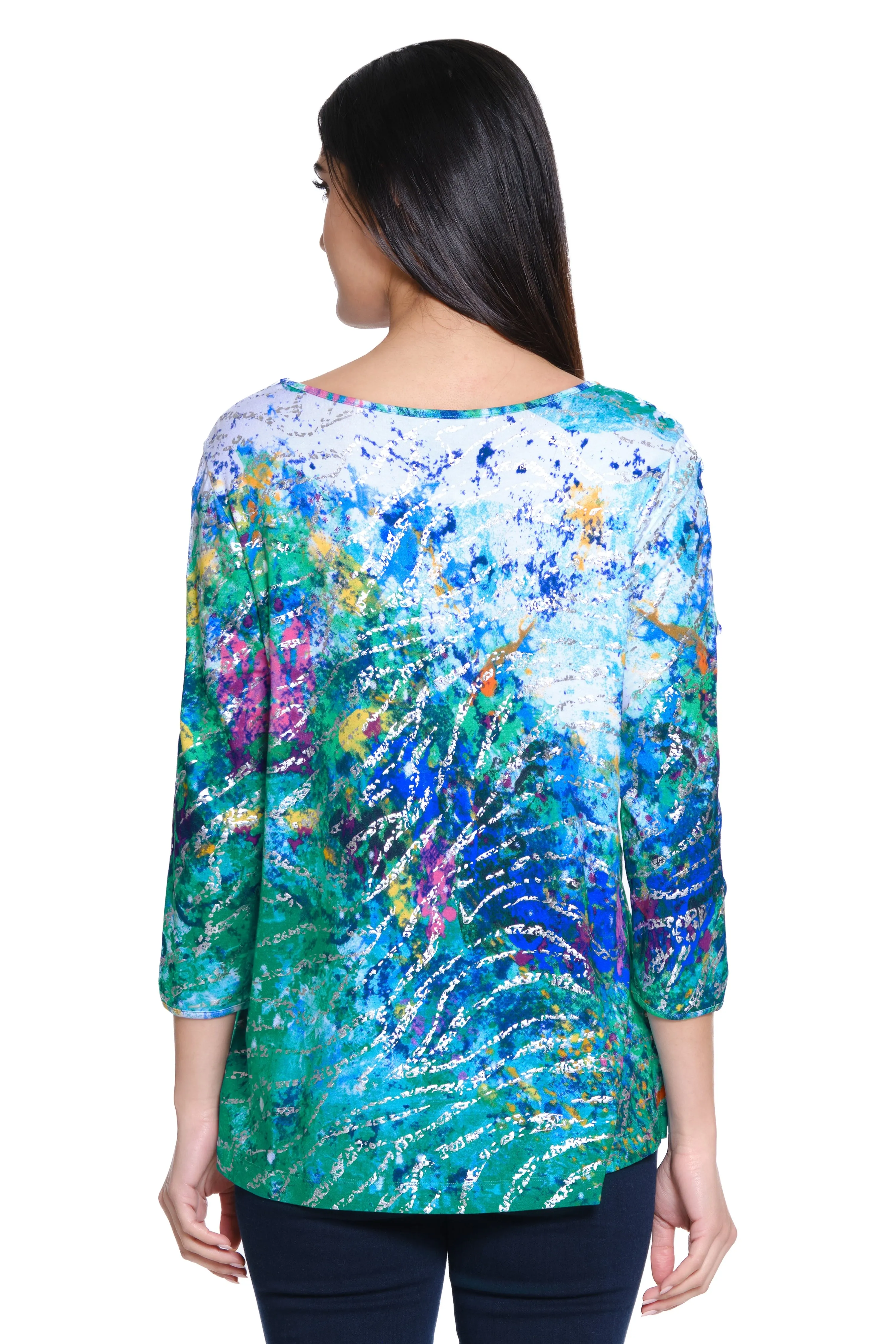 Textured Burnout Knit Tunic - Circle Multi sold by Ail Miles Clothing product image thumbnail 2