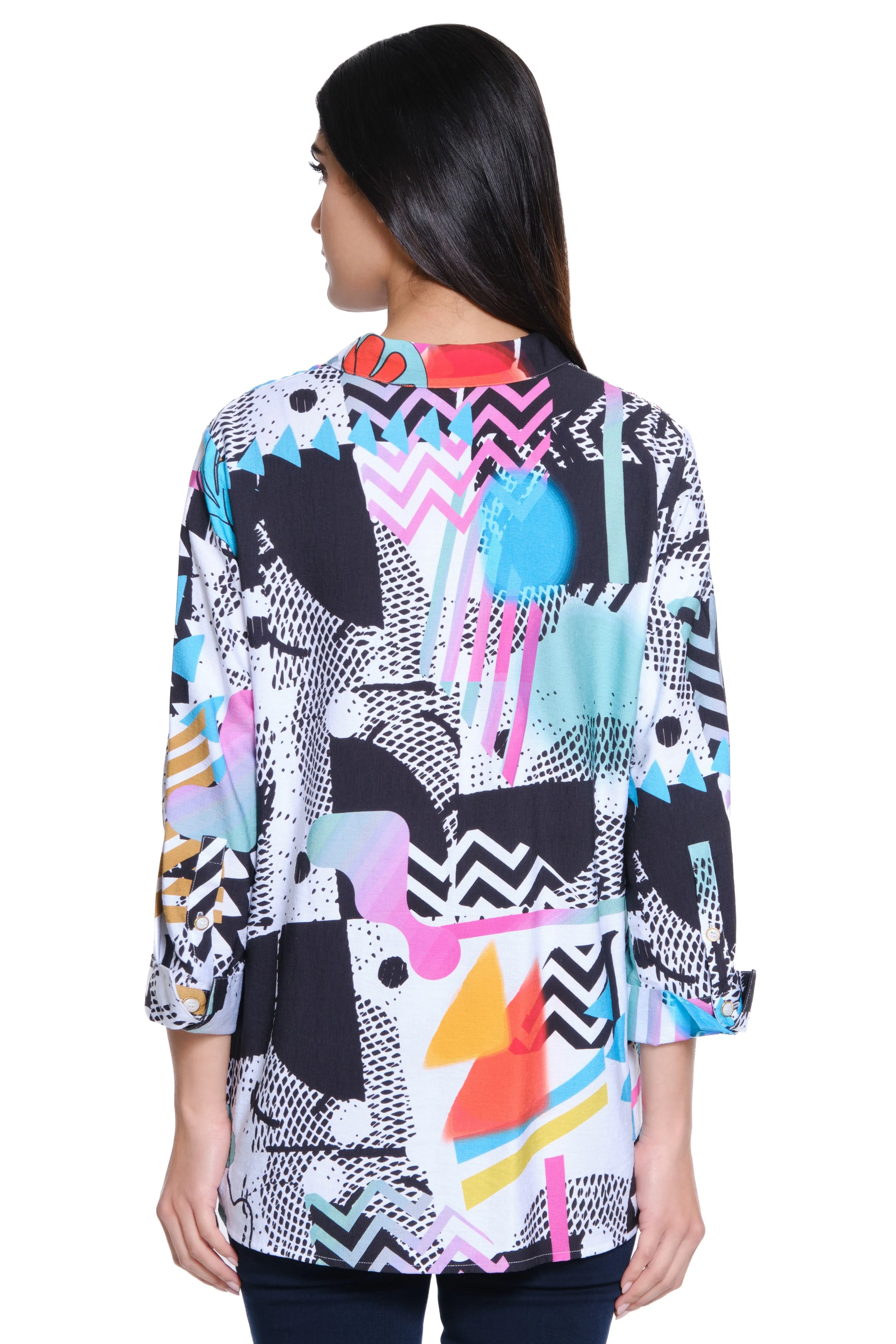 Print Point Collar Tunic - Petite - Abstract Multi sold by Ail Miles Clothing product image thumbnail 2