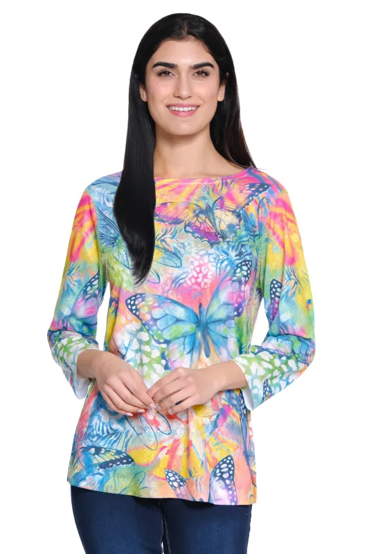 Knit Scoop Neck Top - Warm Floral made by Ail Miles Clothing