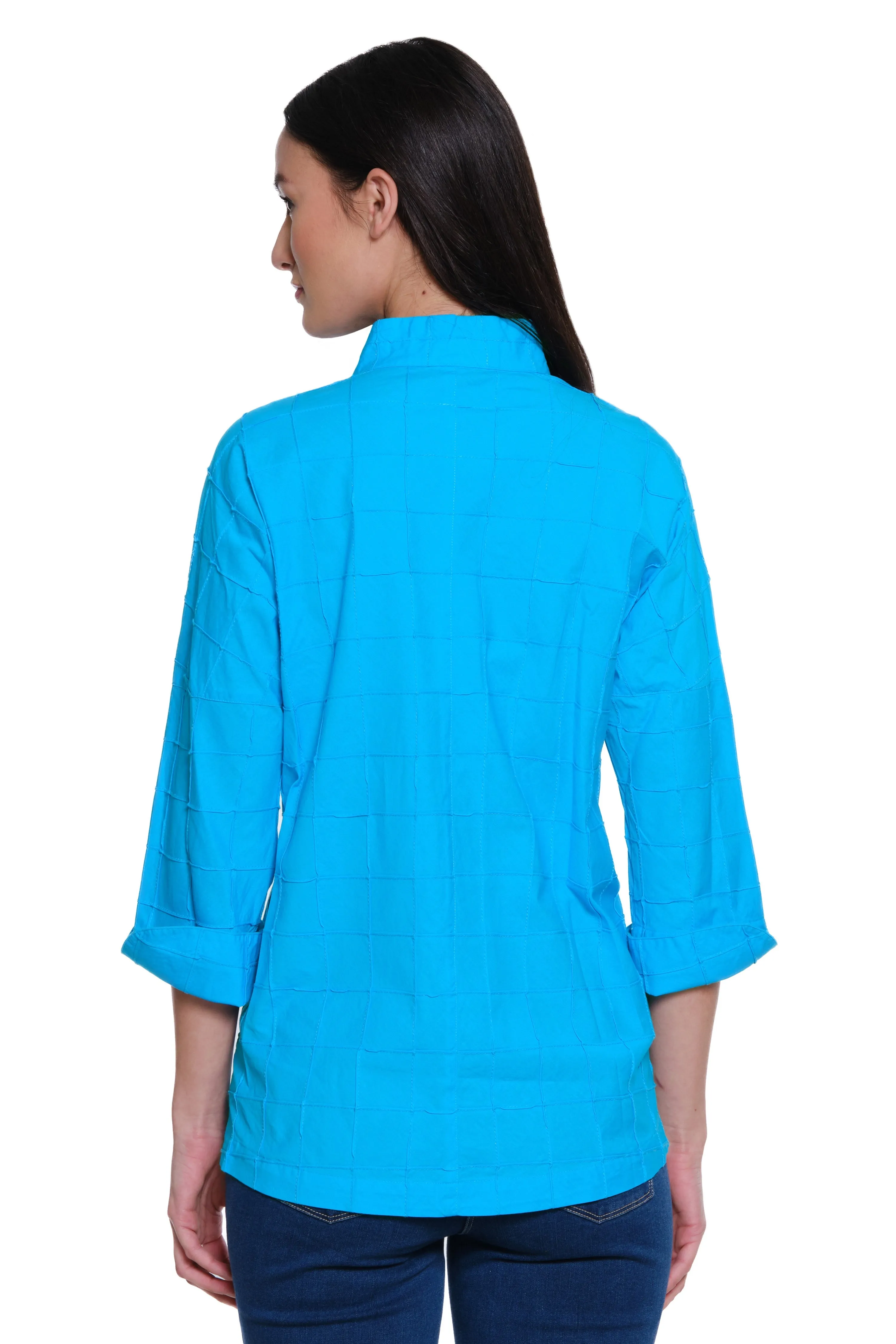 Woven Textured Button Front Tunic - Women's - Tiffany Blue sold by Ail Miles Clothing product image thumbnail 2