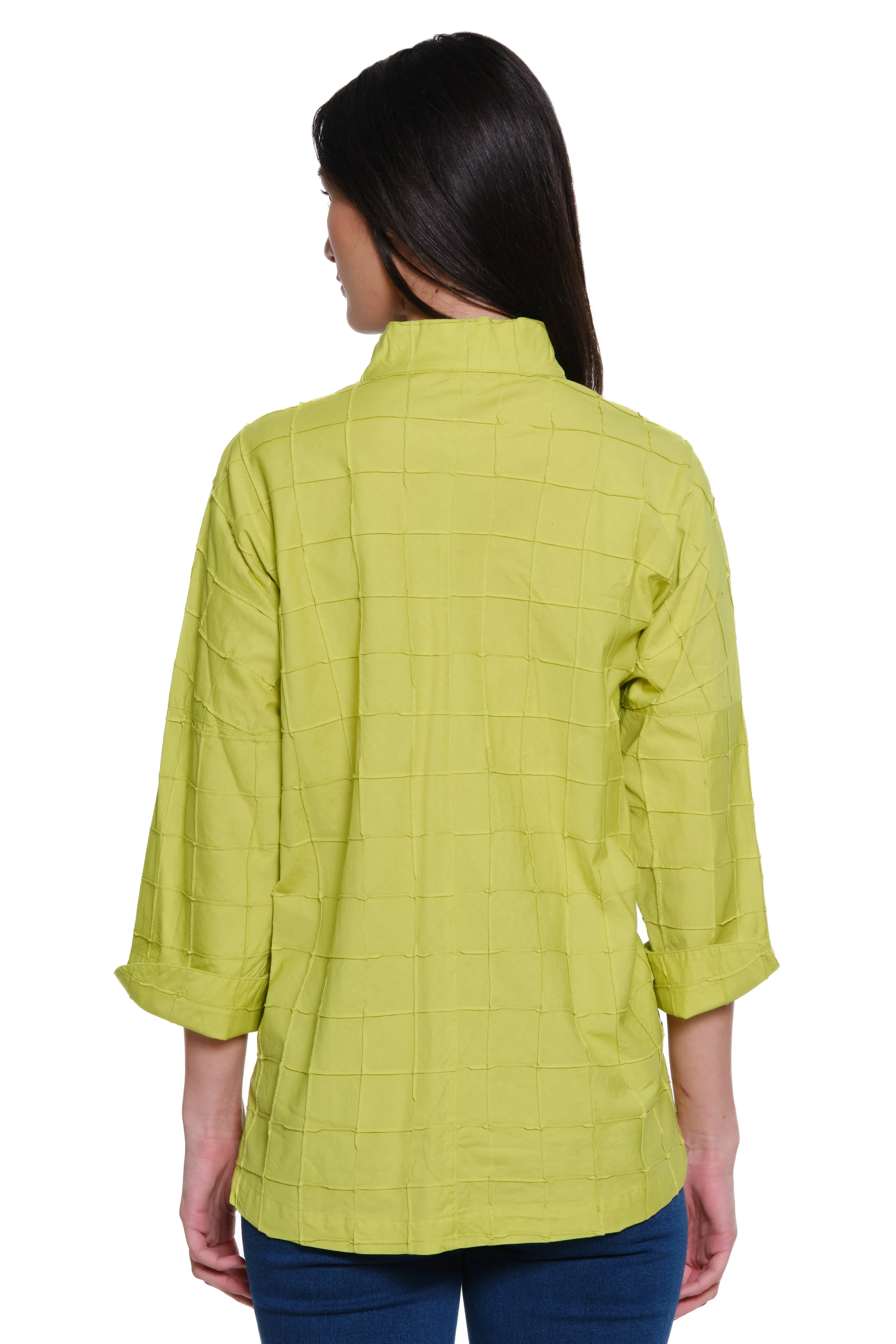 Woven Textured Button Front Tunic - Citron sold by Ail Miles Clothing product image thumbnail 2