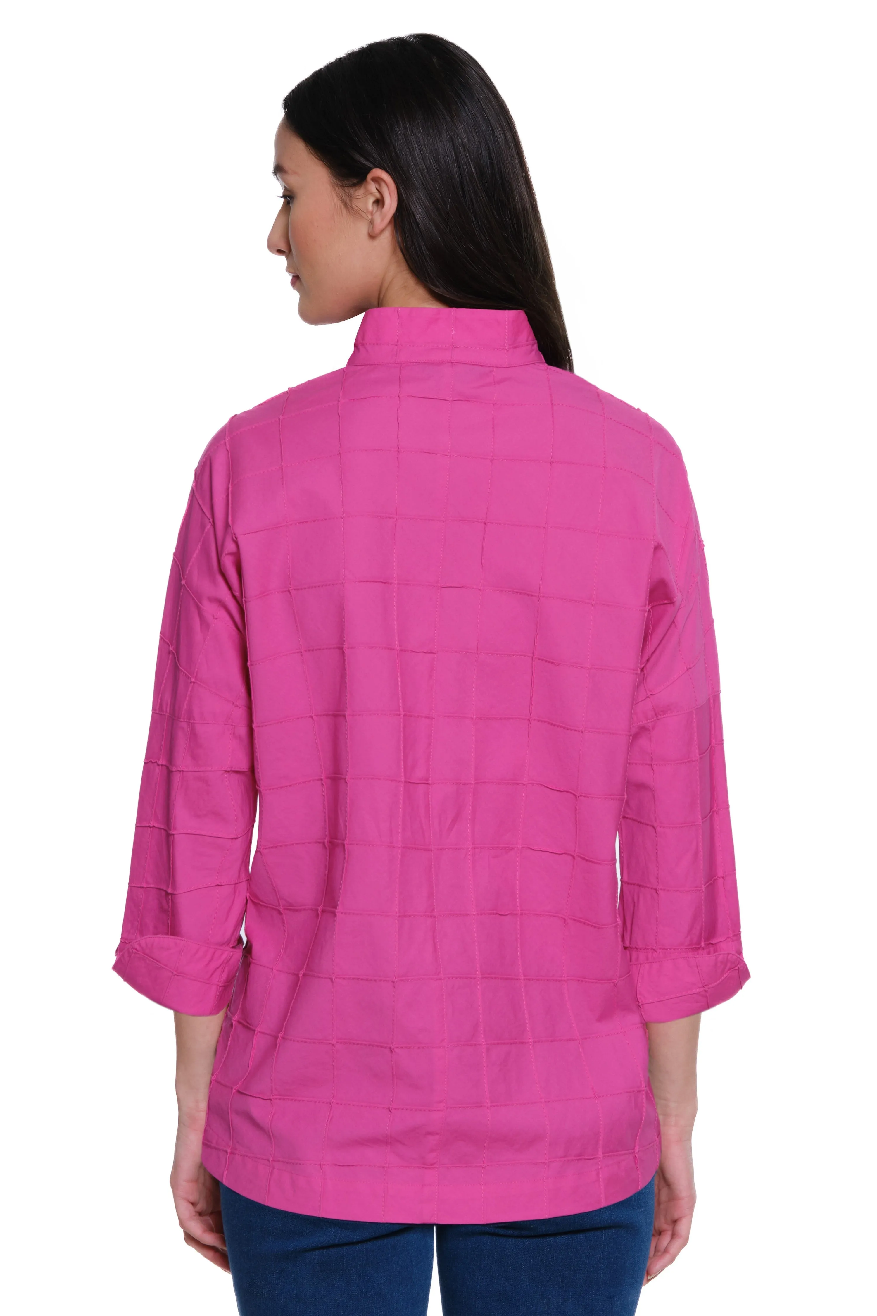 Woven Textured Button Front Tunic - Bright Pink sold by Ail Miles Clothing product image thumbnail 2