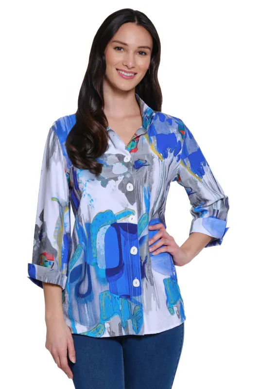 Woven Button Front Tunic - Women's - Abstract Multi sold by Ail Miles Clothing