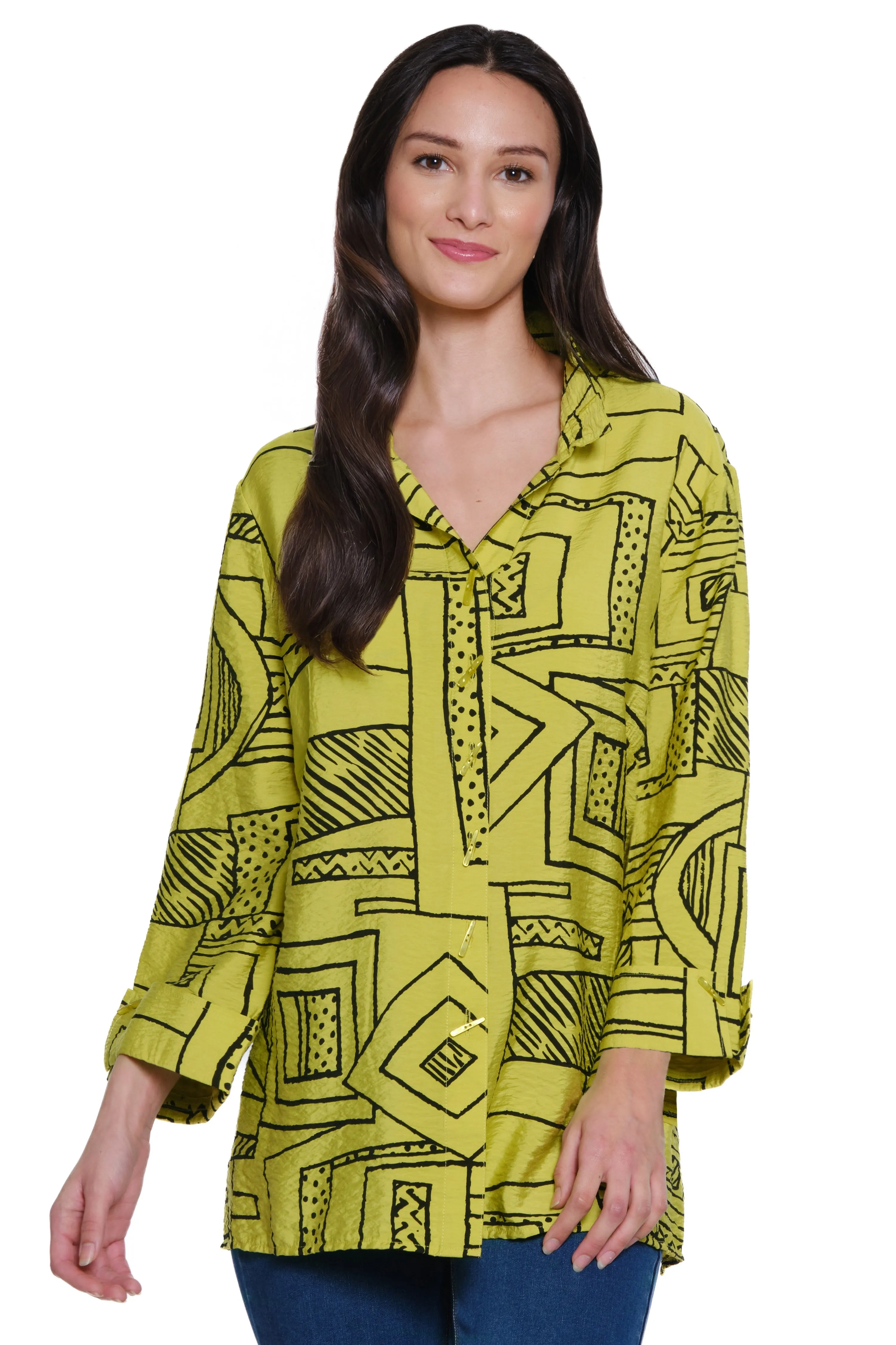Wire Neck Woven Tunic - Women's - Citron sold by Ail Miles Clothing