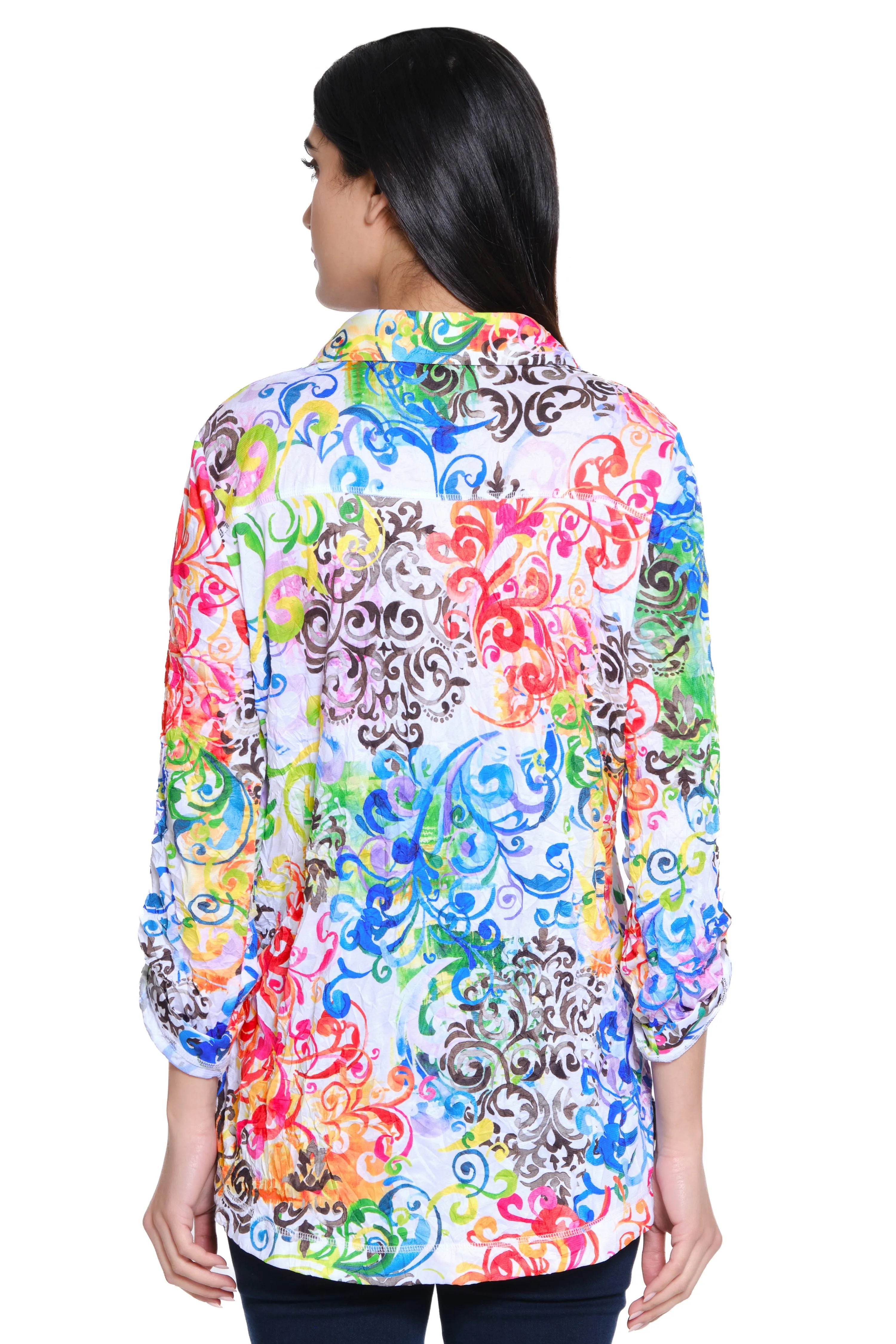 Knit Button Front Blouse Point Collar - Abstract Multi sold by Ail Miles Clothing product image thumbnail 2