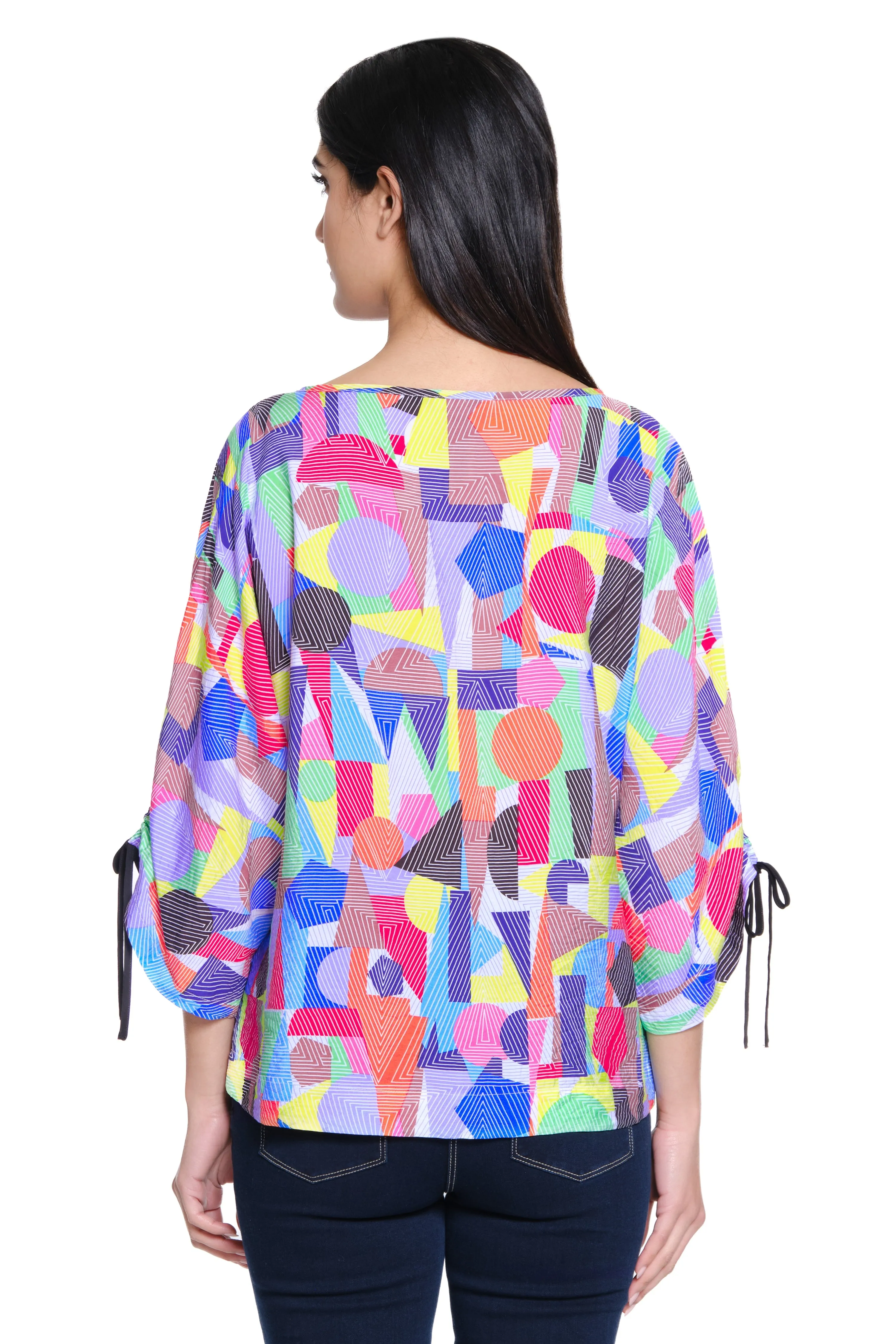 Woven Popover Dolman Sleeves - Petite - Abstract Multi sold by Ail Miles Clothing product image thumbnail 2