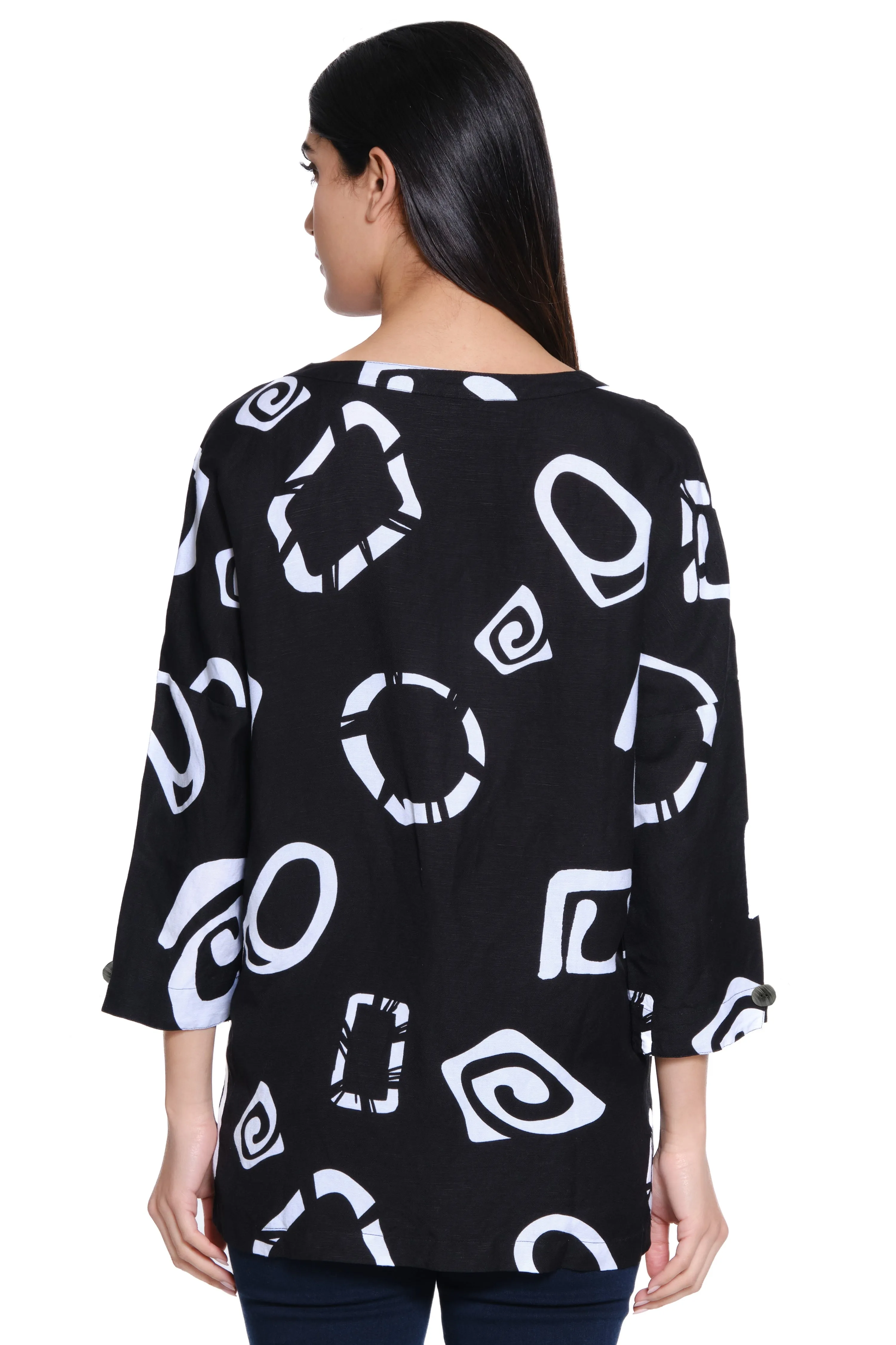Woven Button Front Blouse - Women's - Black/White sold by Ail Miles Clothing product image thumbnail 2